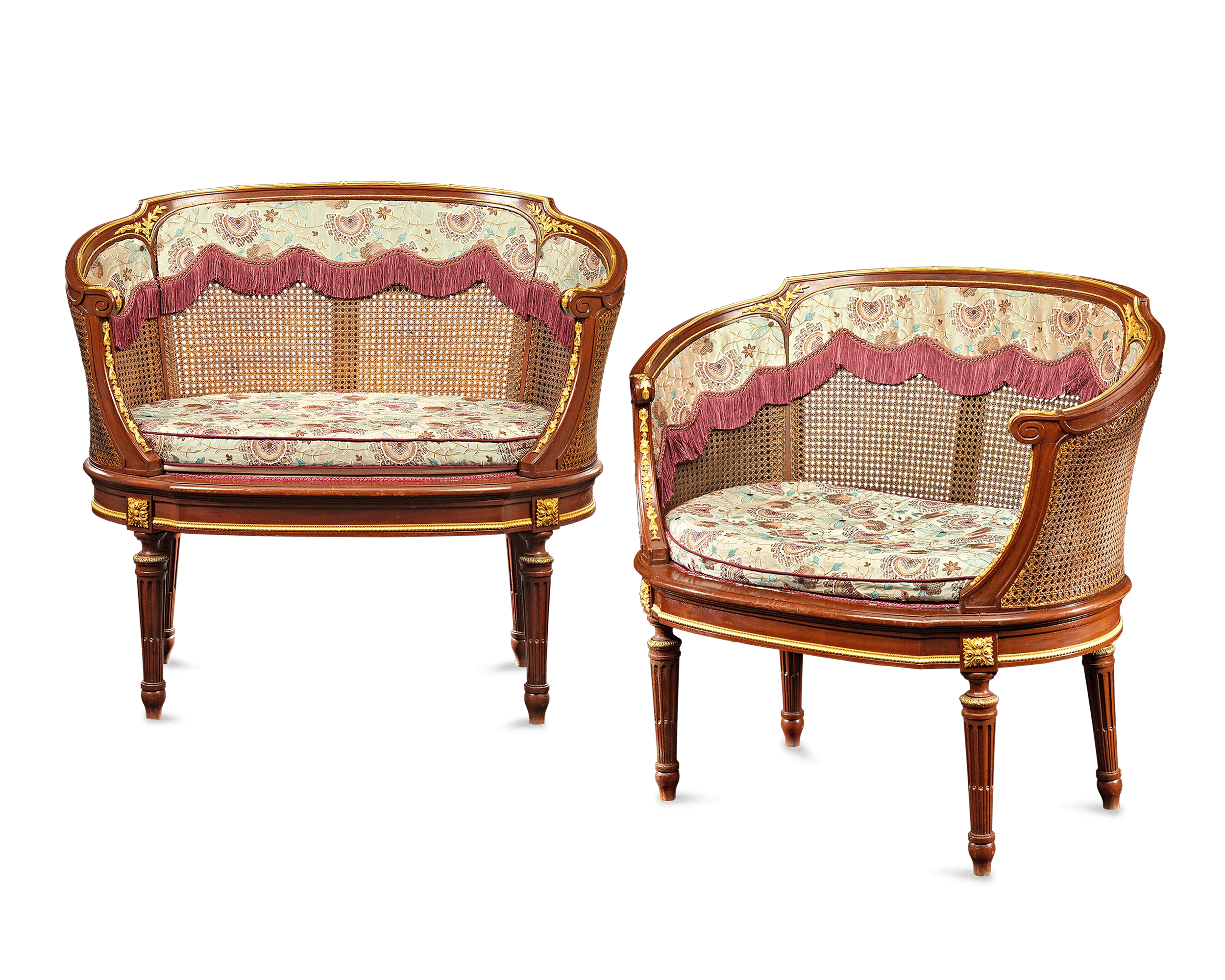 Louis XVI-Style French Caned Settees