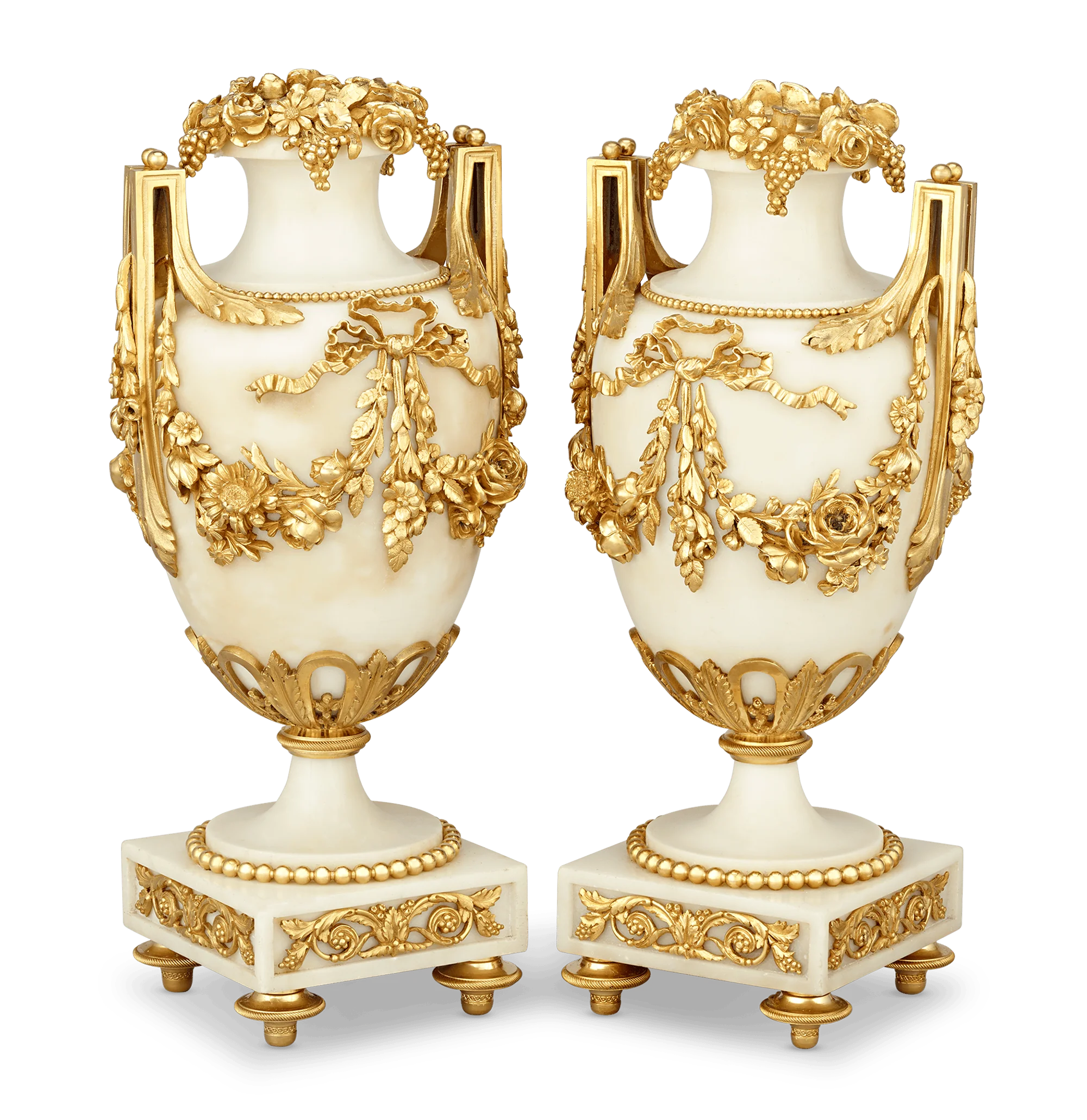 Louis XVI Style Gilt Marble Vases - Image 2
