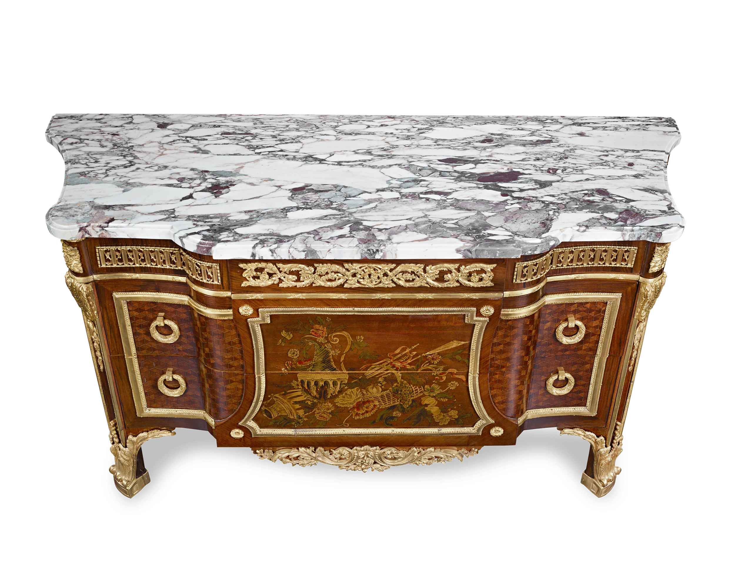 Louis XVI-Style Marquetry Commodes - Image 3