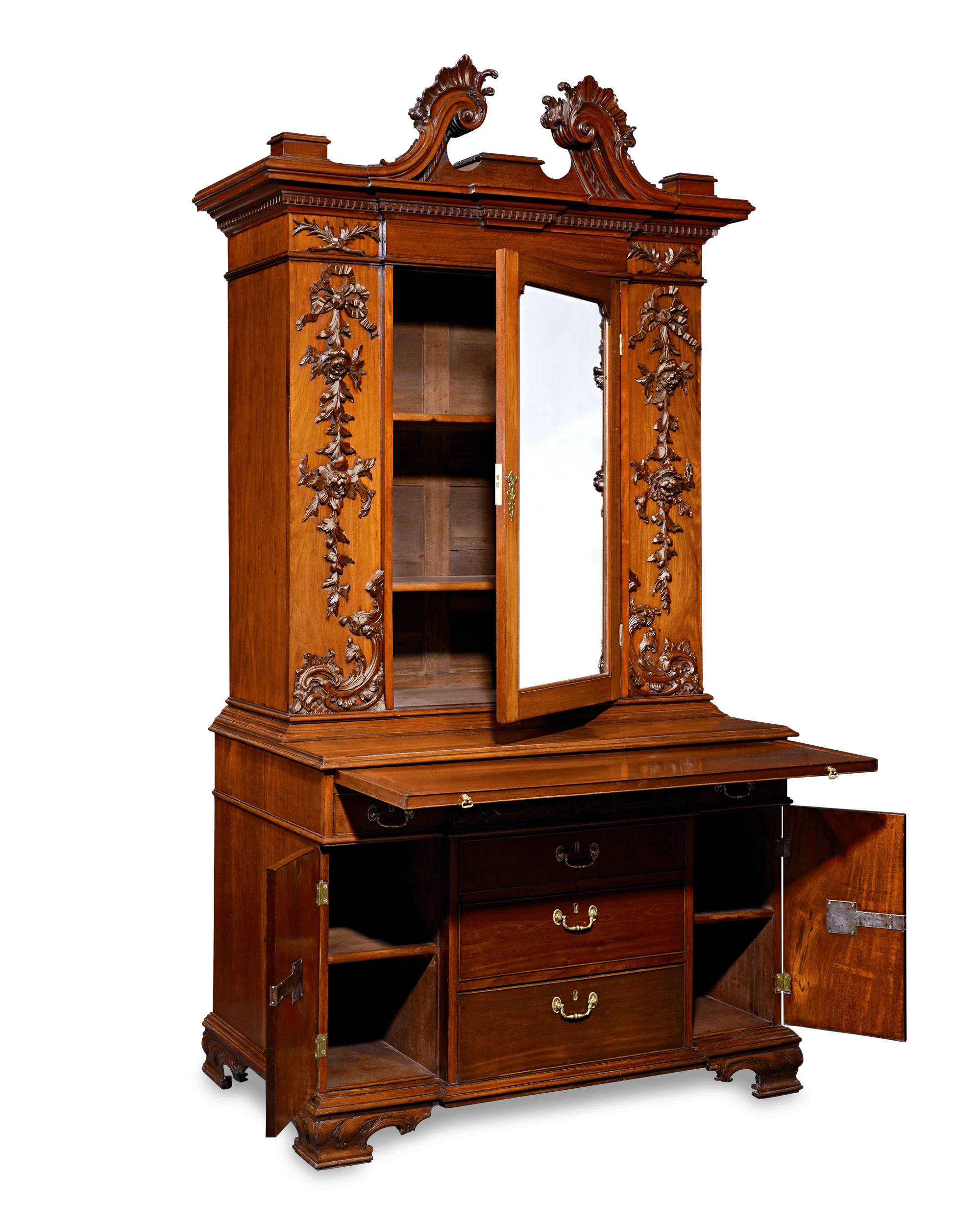 Mahogany Bureau Cabinet after Thomas Chippendale - Image 2