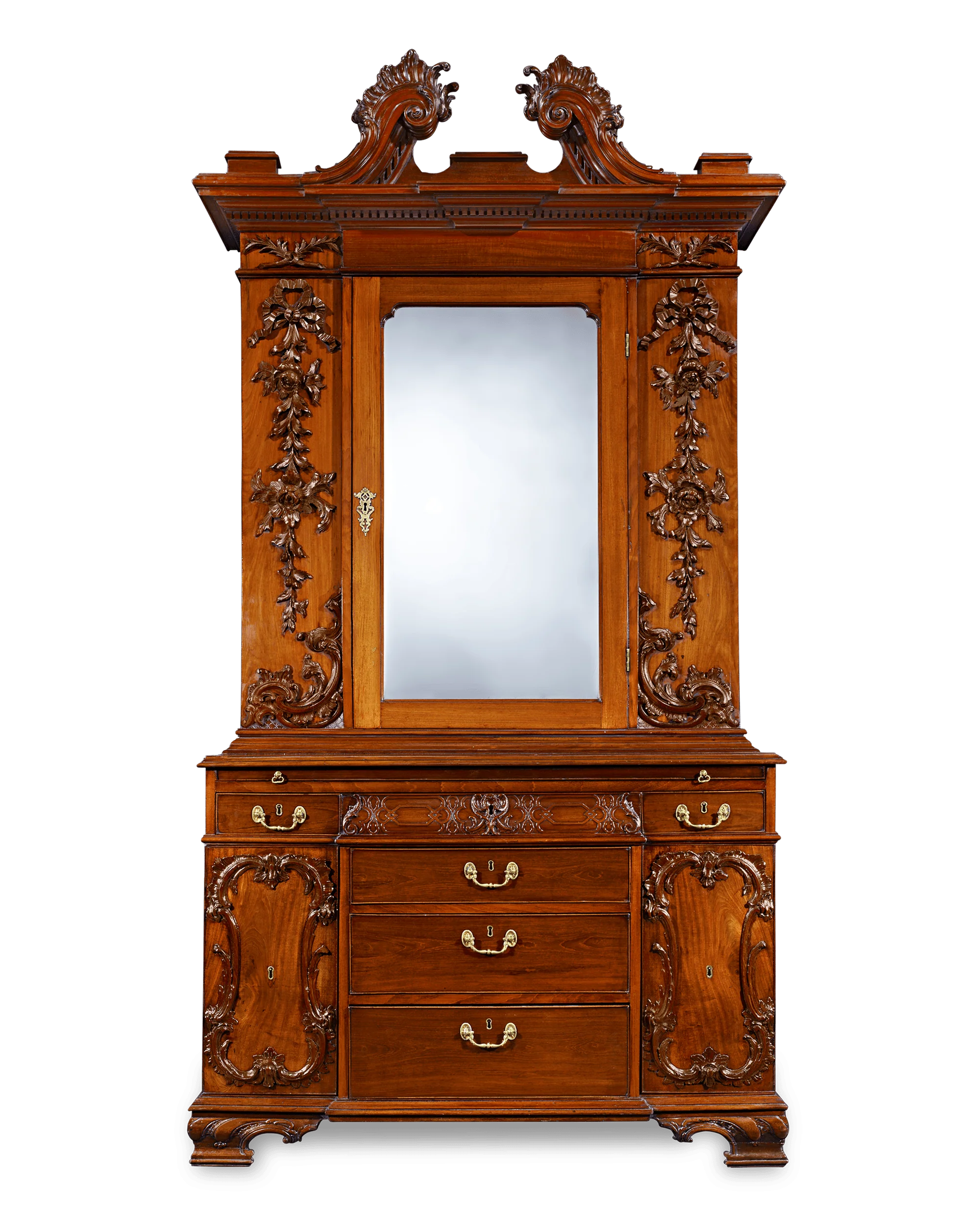 Mahogany Bureau Cabinet after Thomas Chippendale - Image 3