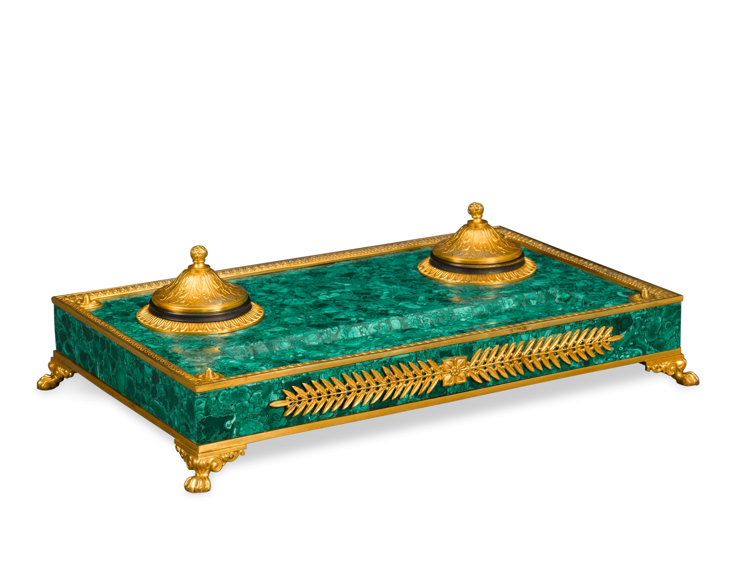 Malachite and Bronze Inkwell - Image 2