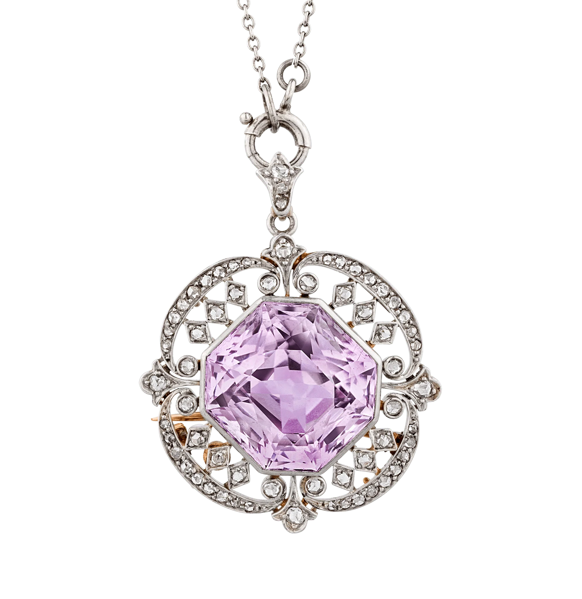Marcus & Co. Edwardian Kunzite Pendant Brooch