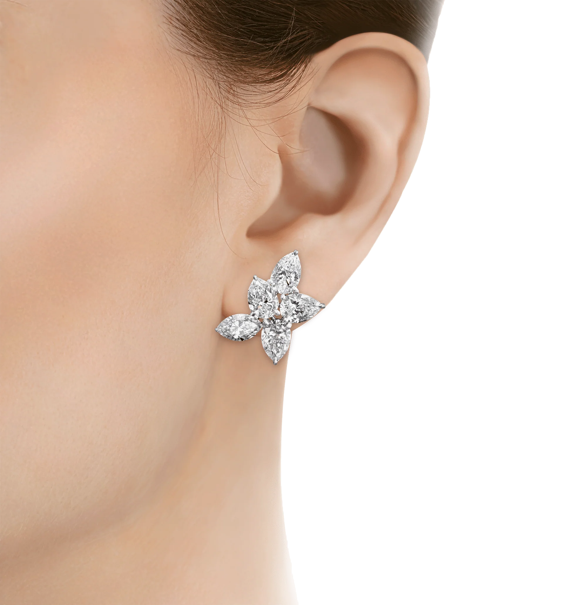 Marquise and Pear Diamond Cluster Earrings, 9.70 Carats - Image 2