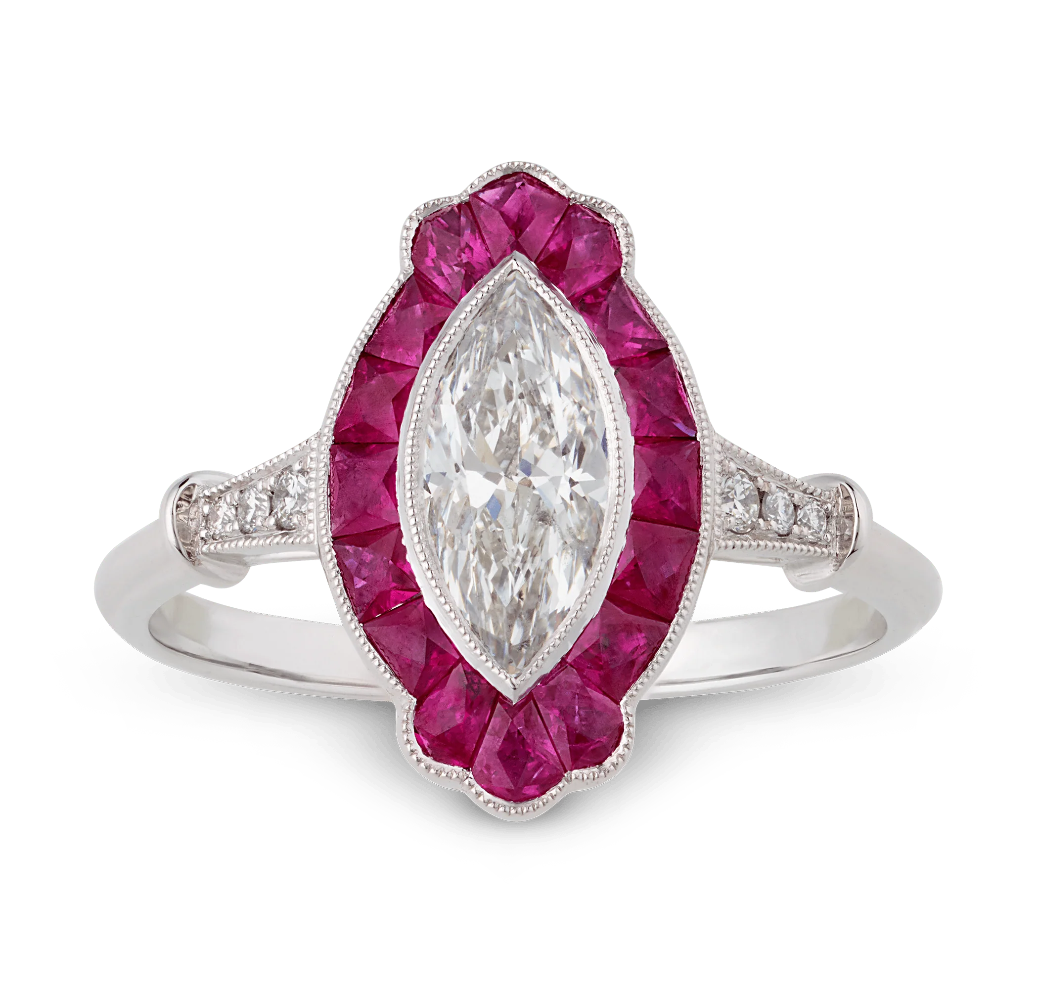 Marquise Diamond and Ruby Ring