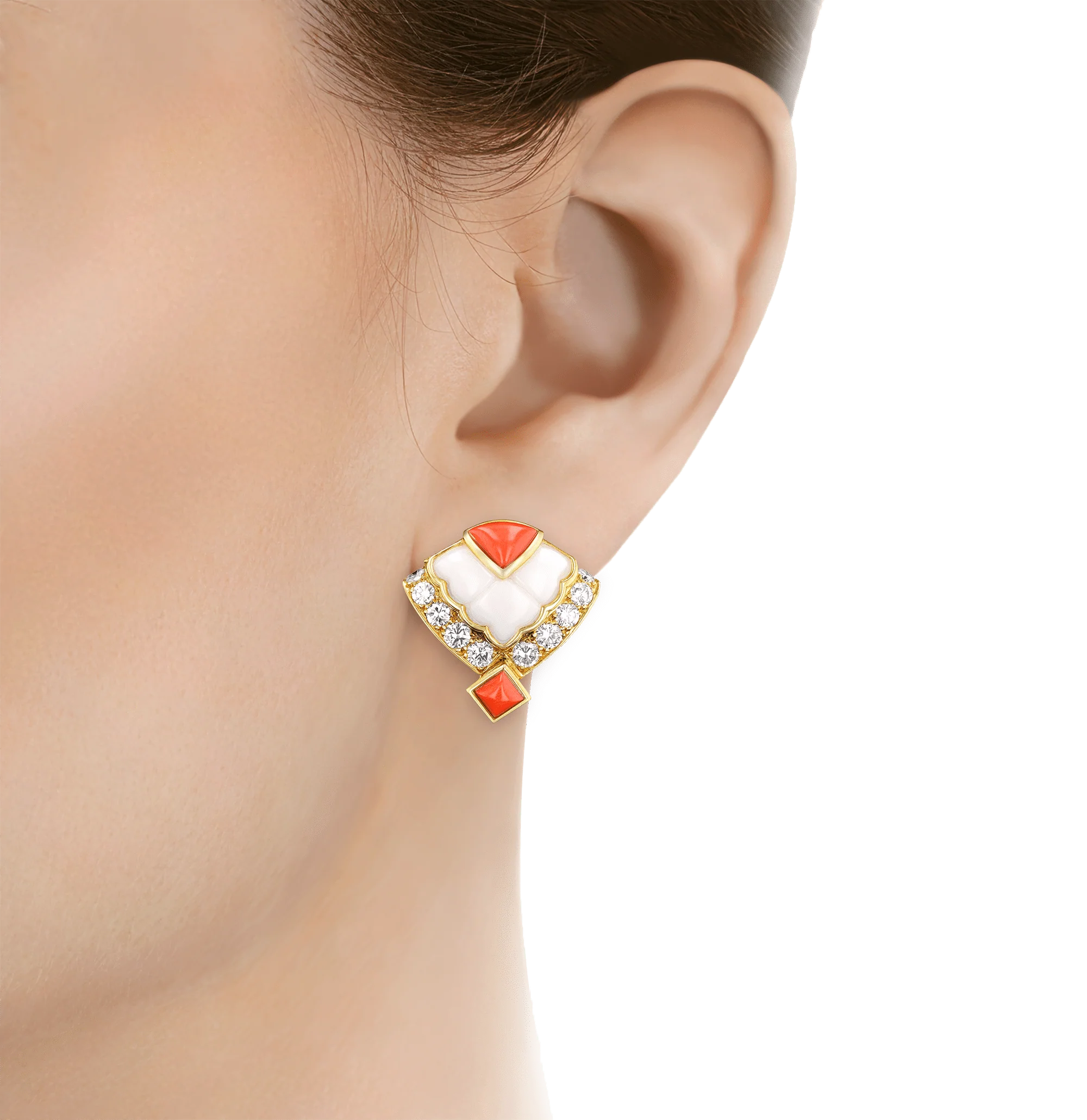 Mauboussin Coral, Mother-of-Pearl and Diamond Earrings - Image 2