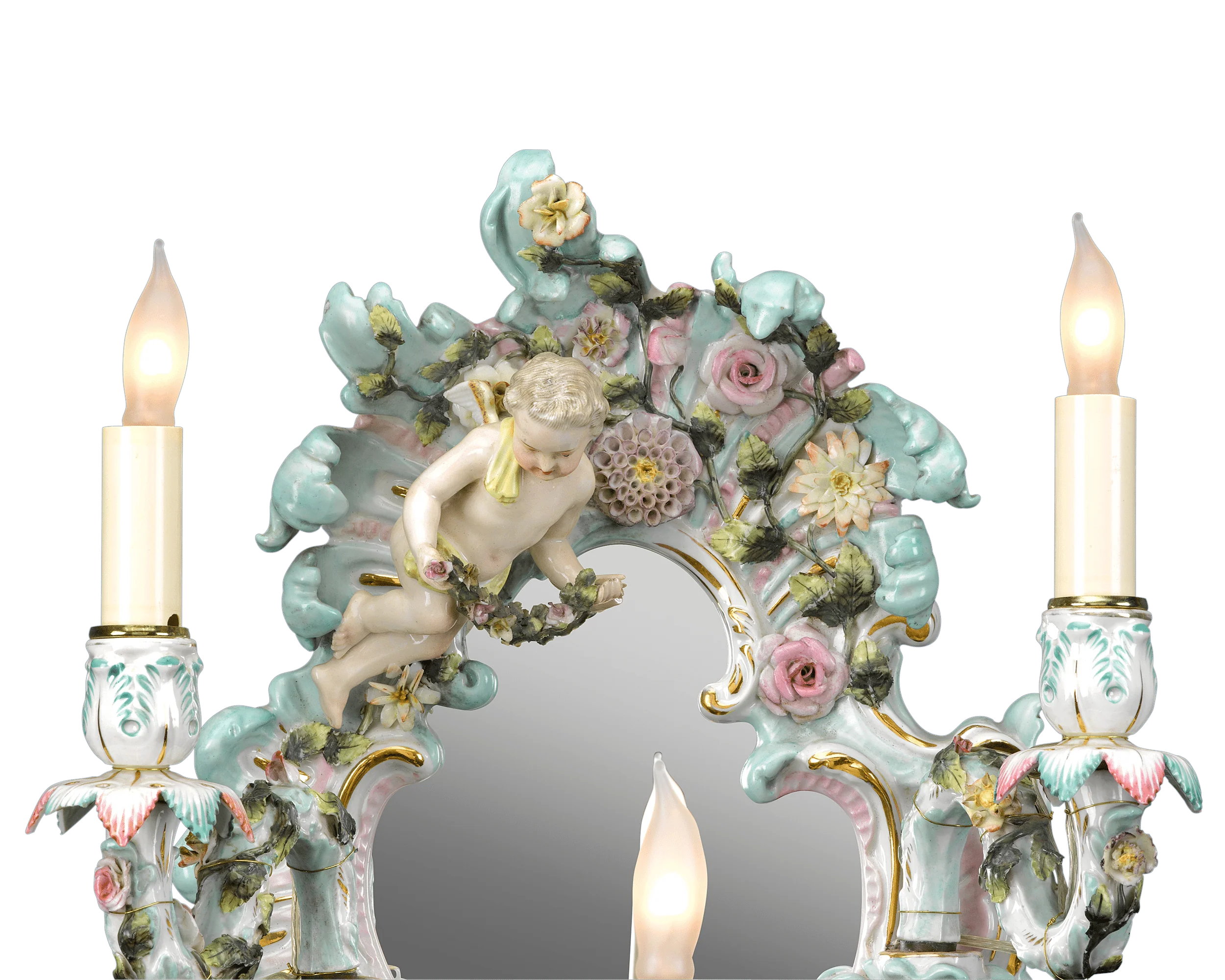 Meissen-Style Porcelain Wall Sconce - Image 2