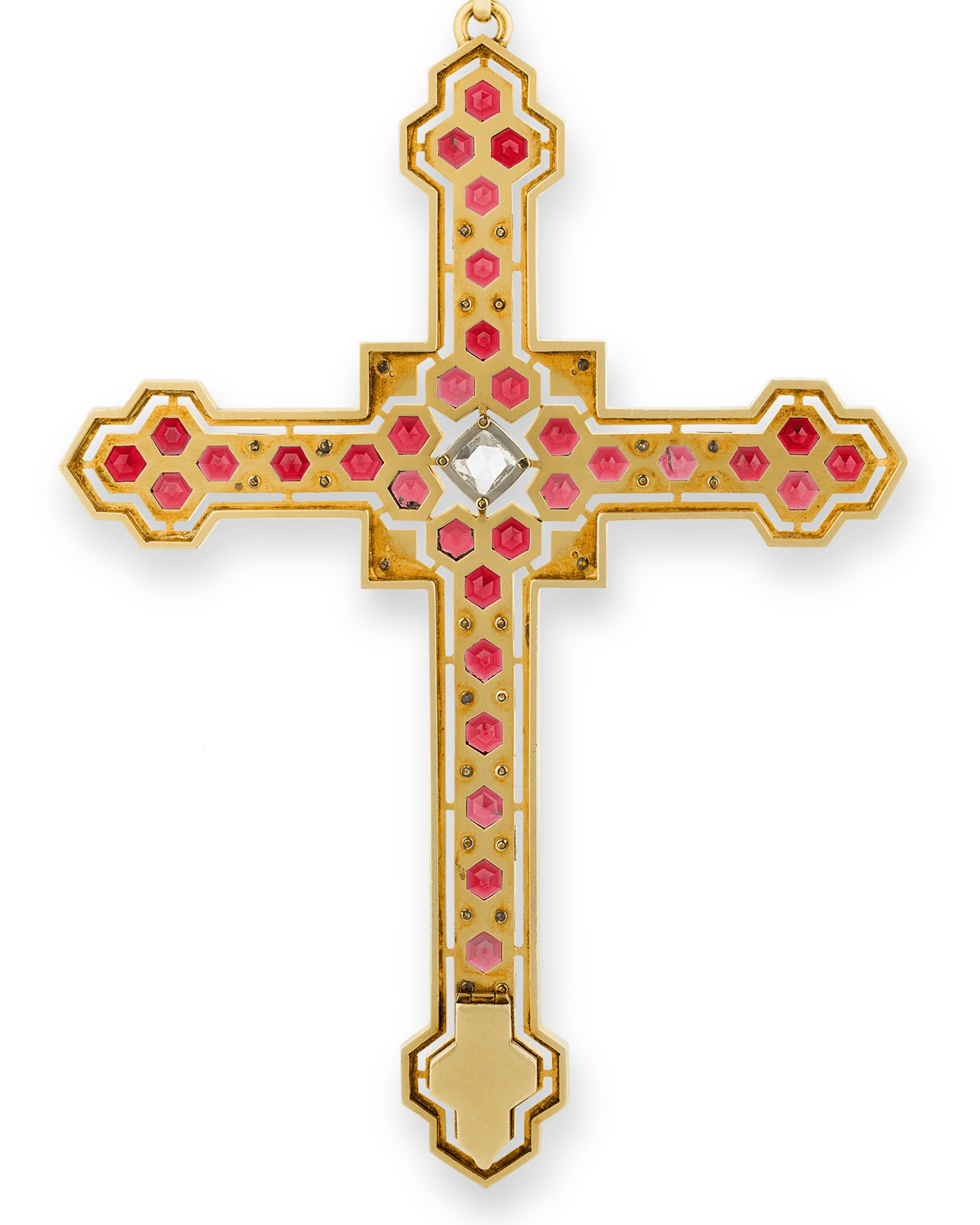Mellerio Garnet, Diamond and Gold Cross Pendant - Image 3
