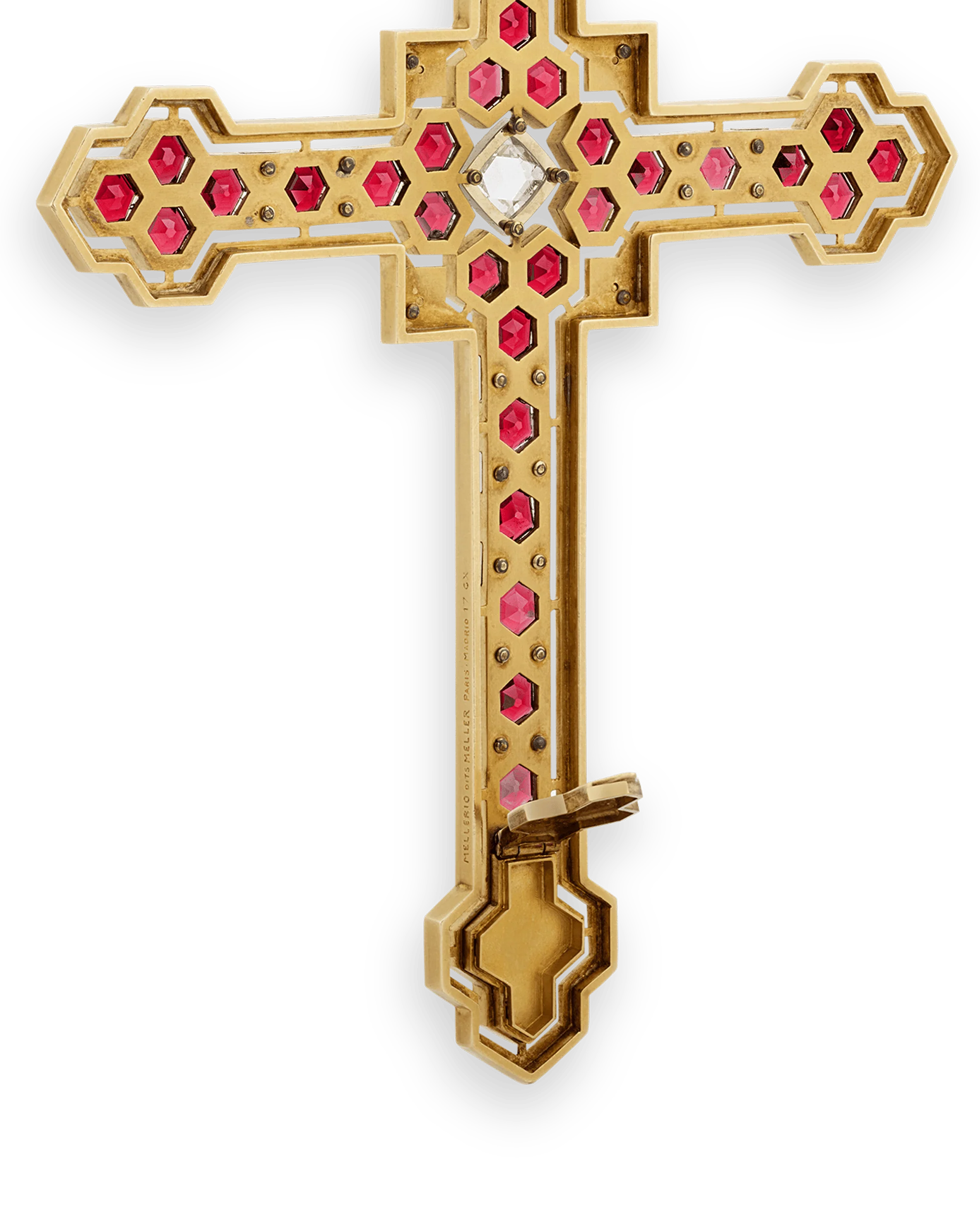 Mellerio Garnet, Diamond and Gold Cross Pendant - Image 4