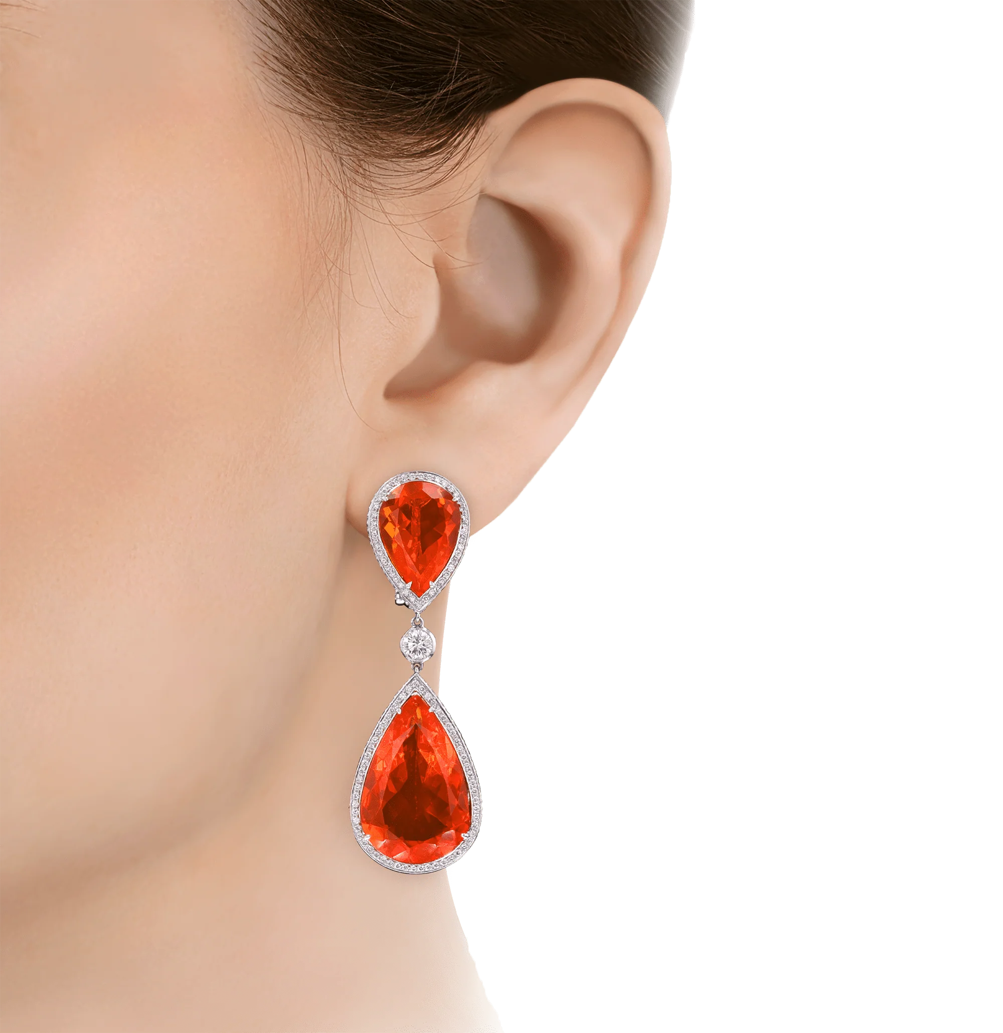 Mexican Fire Opal Earrings, 43.64 Carats - Image 2