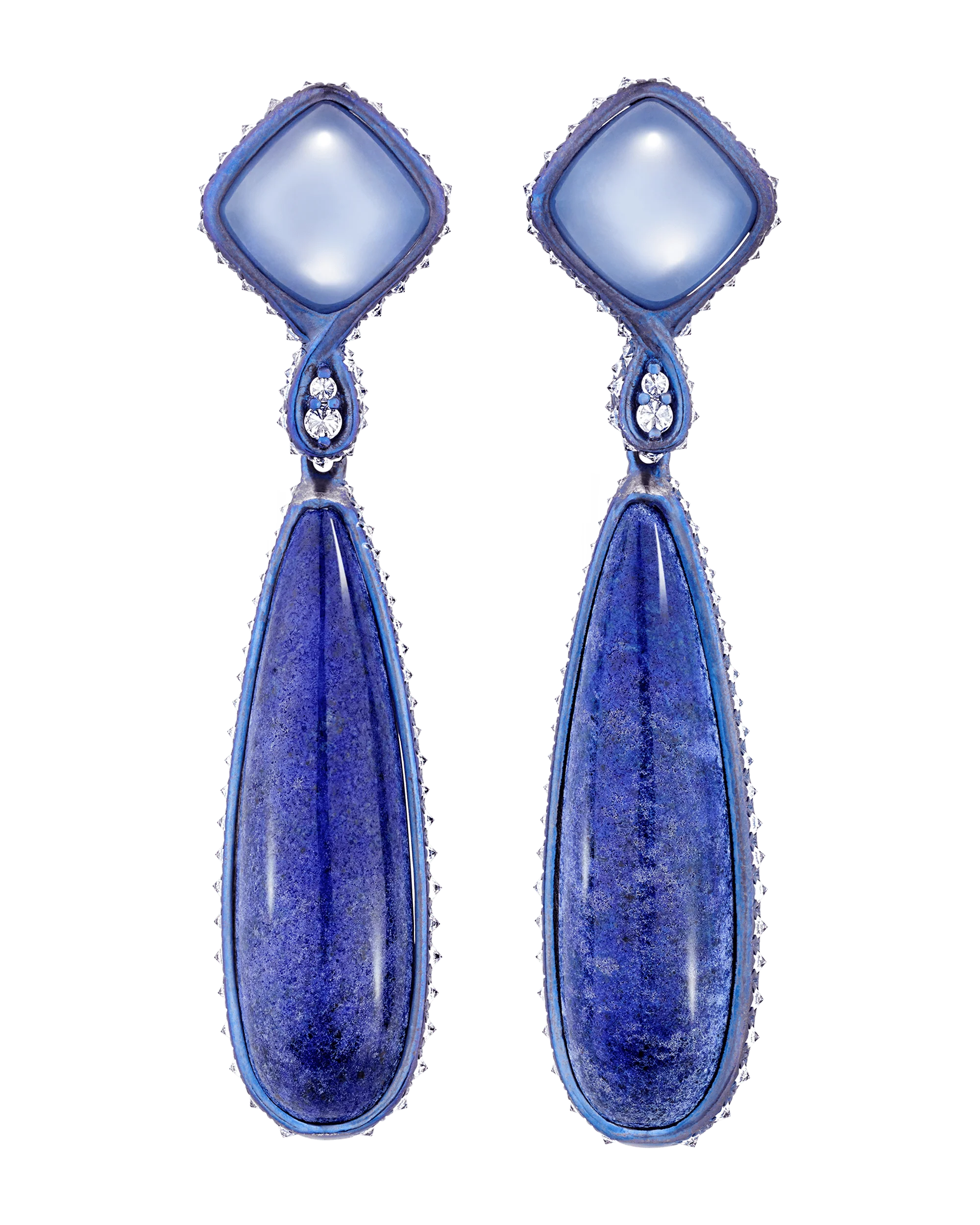 Moonstone and Lapis Lazuli Reversible Earrings - Image 2