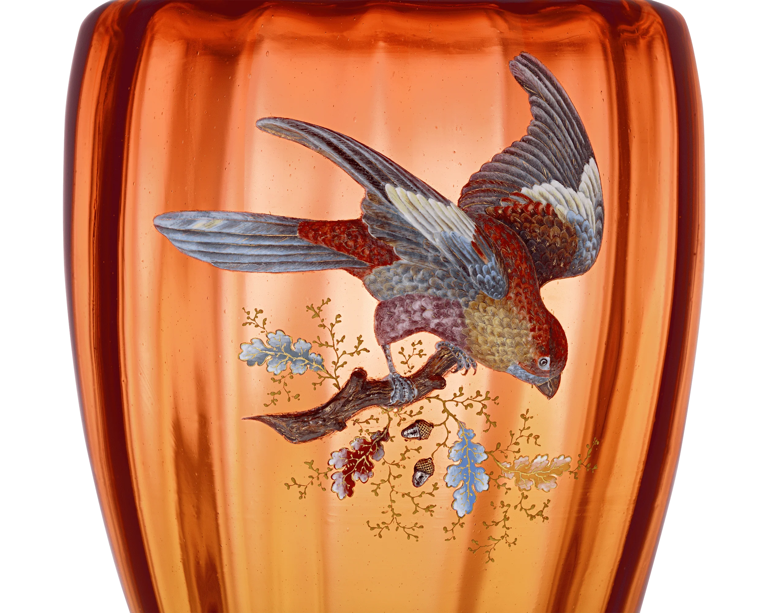 Moser Vase with Gilt and Enamel Bird - Image 3