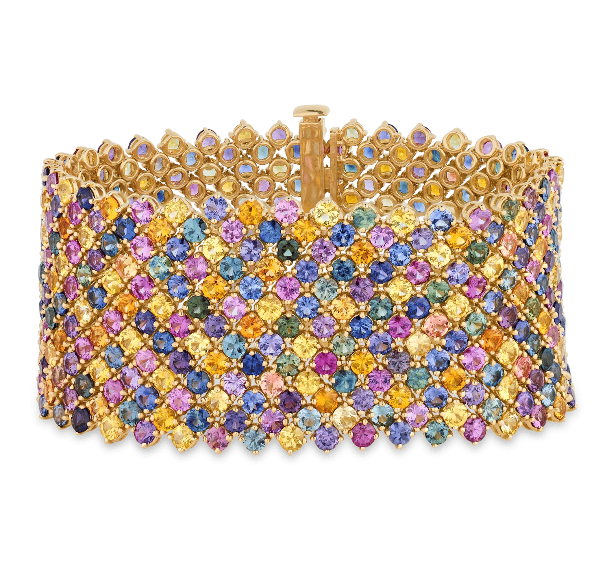 Multicolor Sapphire Mesh Bracelet, 65.53 Carats - Image 3