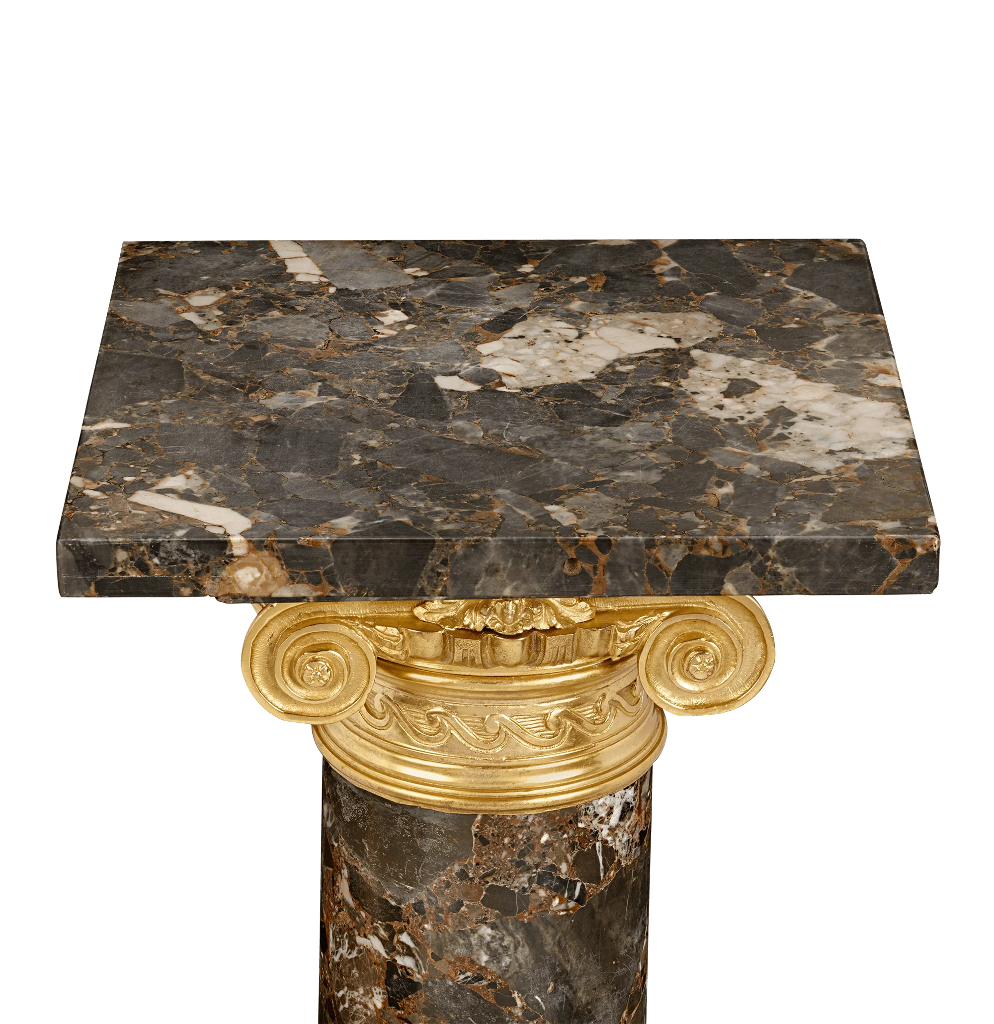 Neoclassical Breccia Marble and Ormolu Pedestals - Image 3