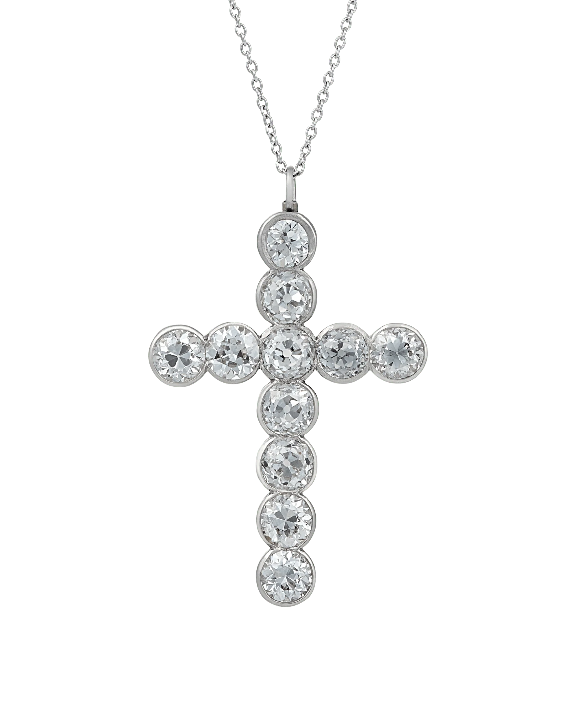 Old European Cut Diamond Cross Pendant, 4.65 carats