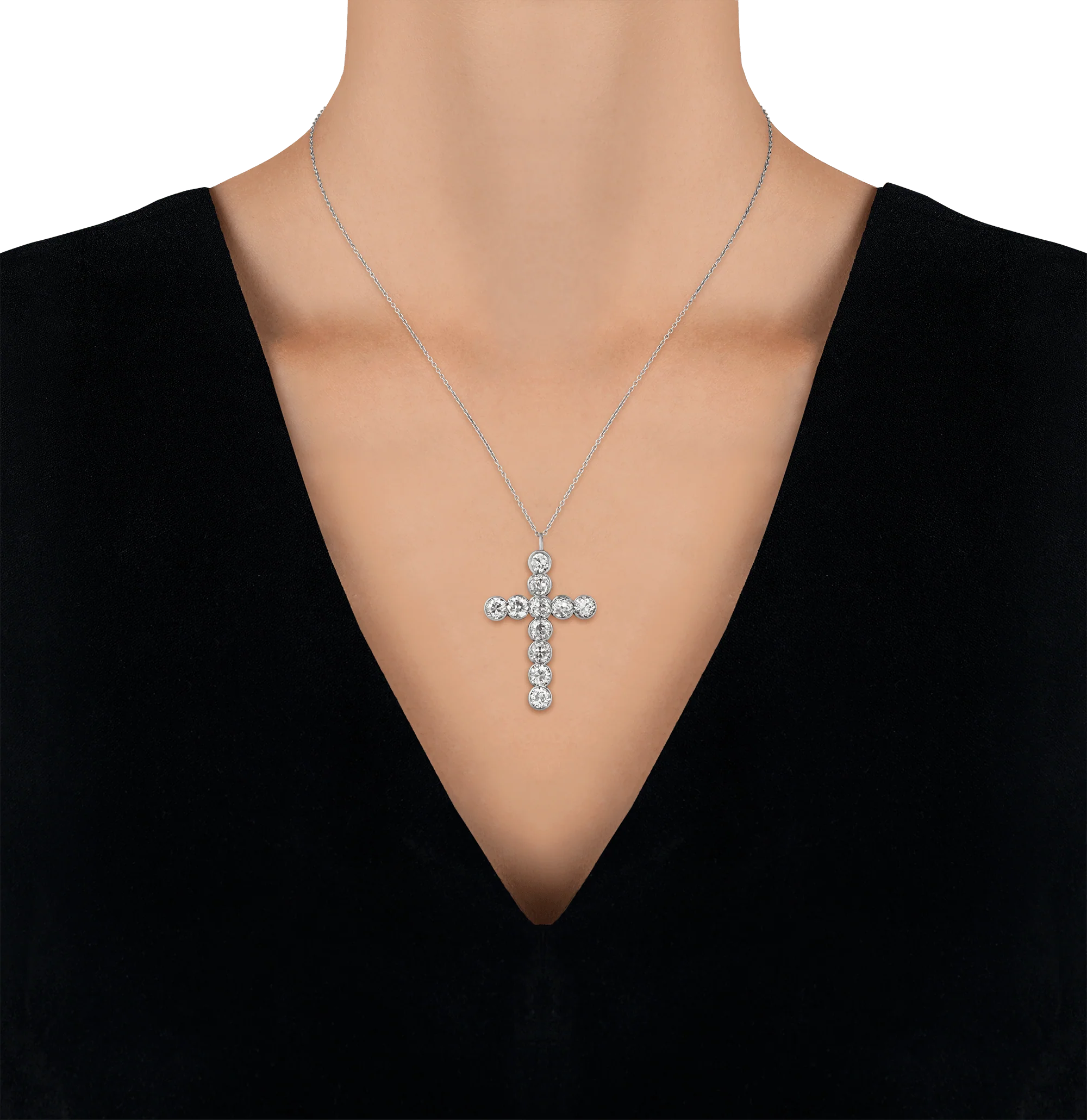 Old European Cut Diamond Cross Pendant, 4.65 carats - Image 2