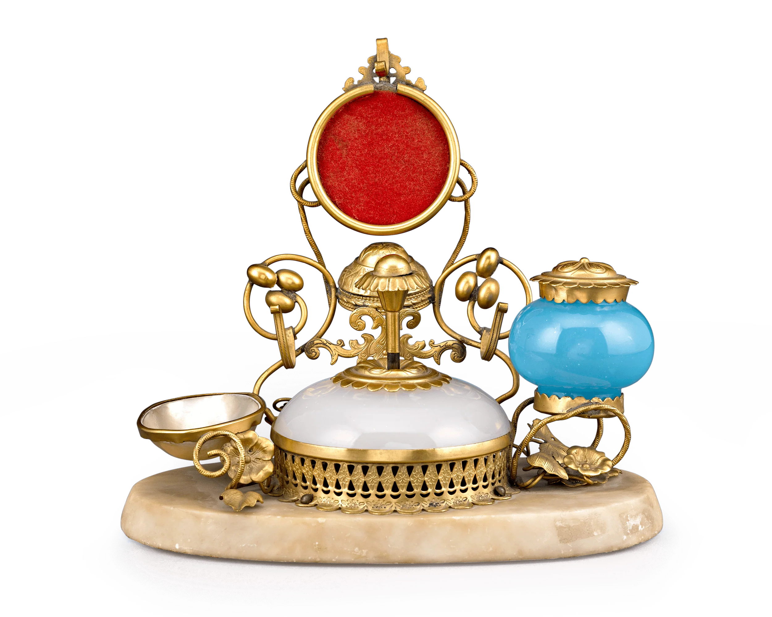 Opaline Glass Perfume with Inkwell and Bell Push - Image 2