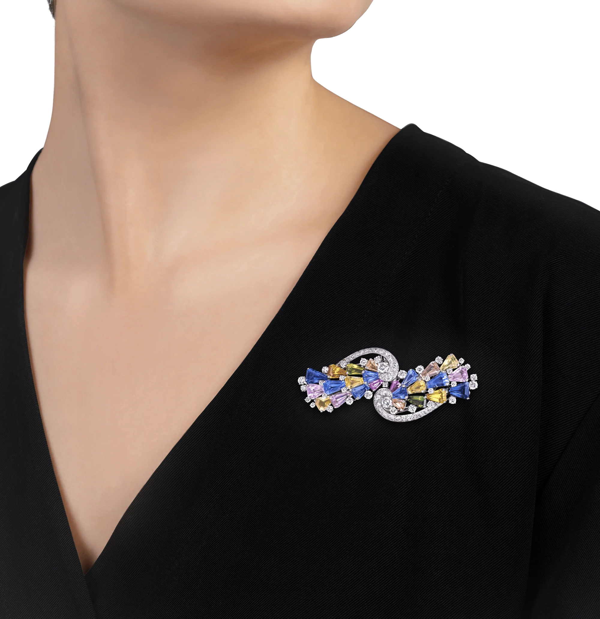 Oscar Heyman Sapphire and Diamond Double Clip Brooch - Image 2