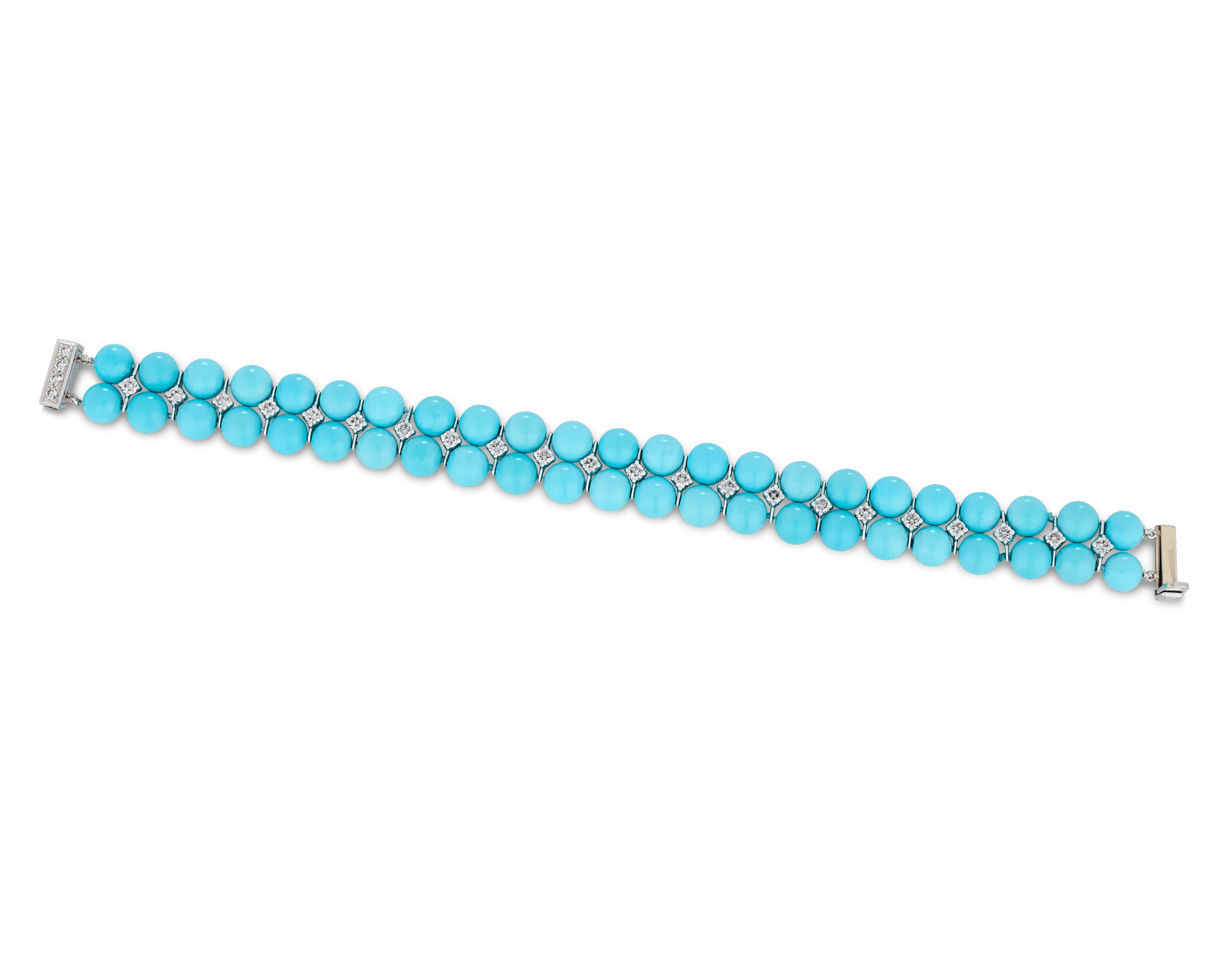 Oscar Heyman Turquoise and Diamond Bracelet - Image 2