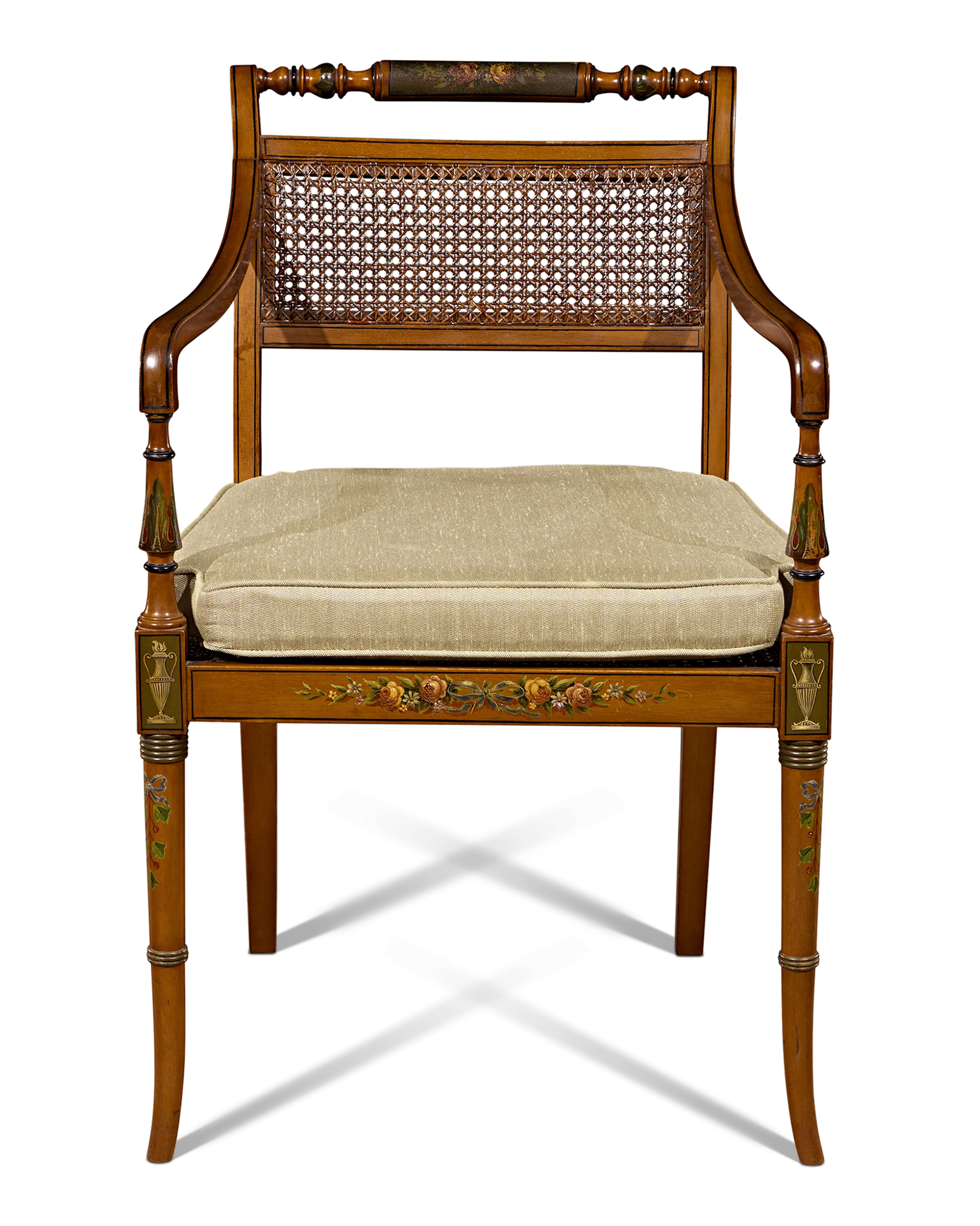 Pair of Edwardian Satinwood Cane Chairs - Image 3