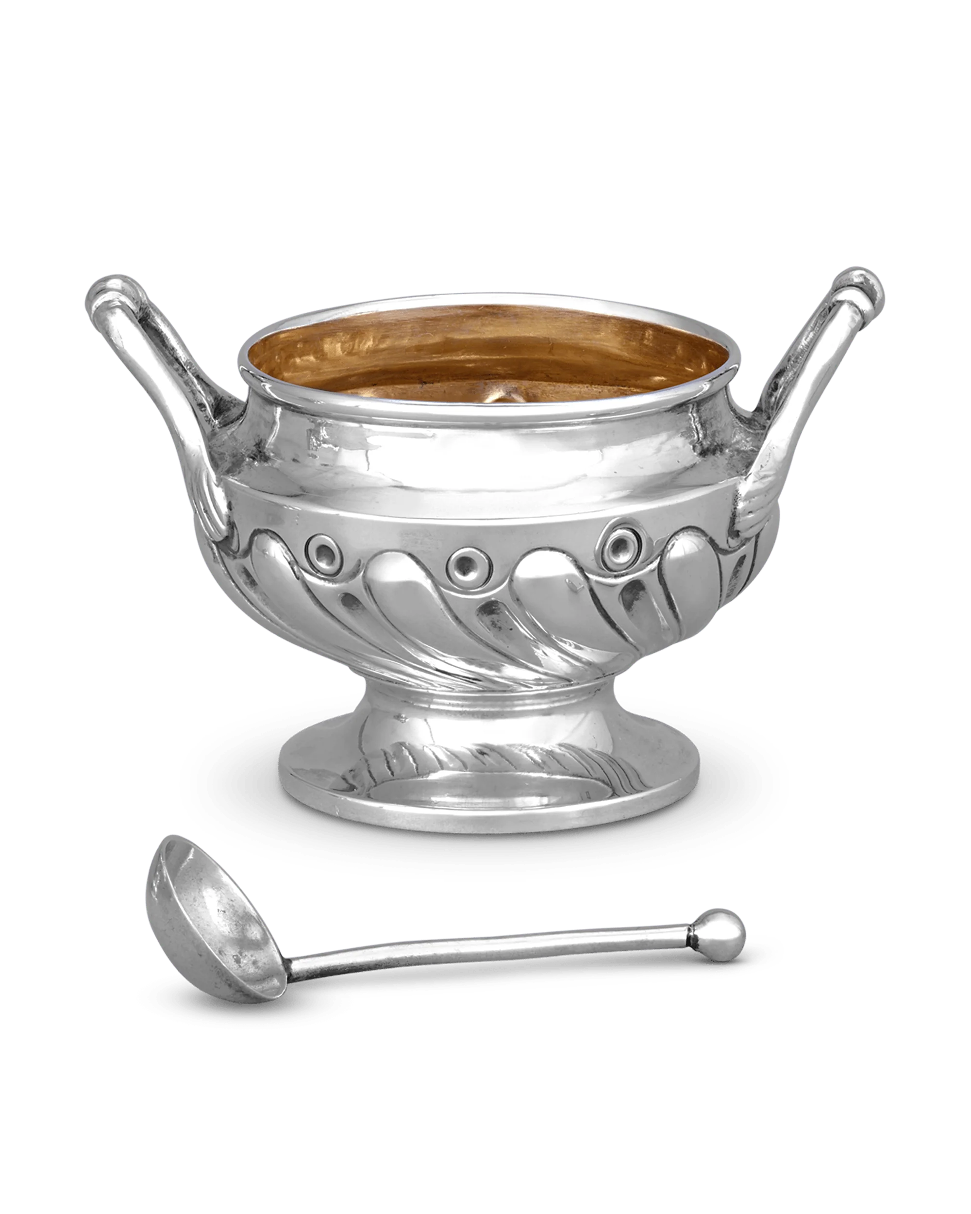 Pair of Edwardian Silver Salt Cellars with Spoons - Image 2
