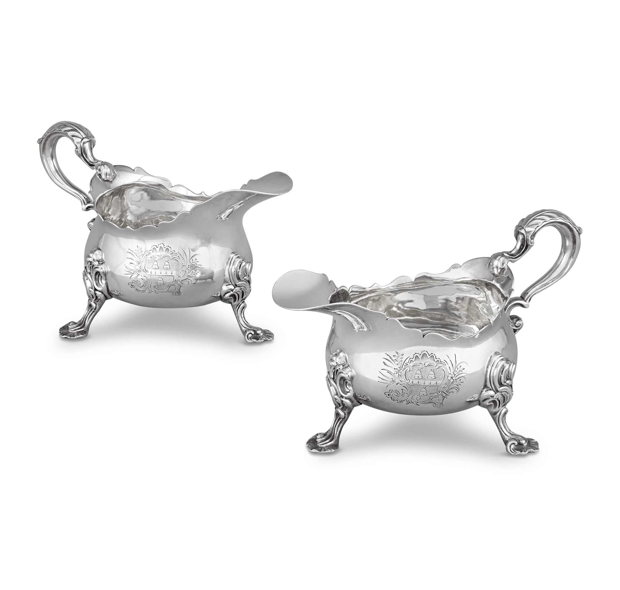 Pair of George II Silver Sauceboats by John Kircup