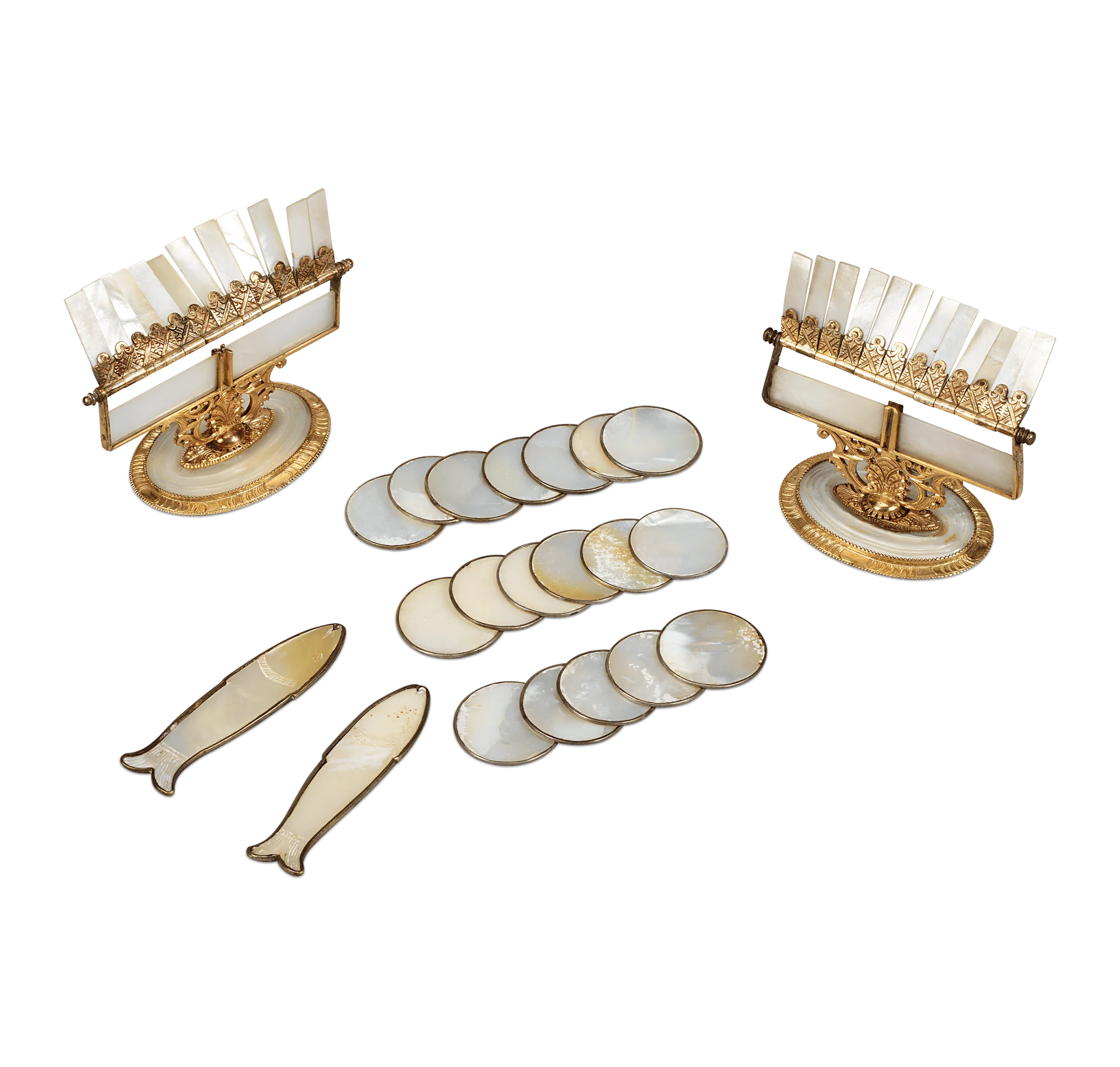 Palais Royal Mother-of-Pearl and Gilded Brass Game Counters - Image 4
