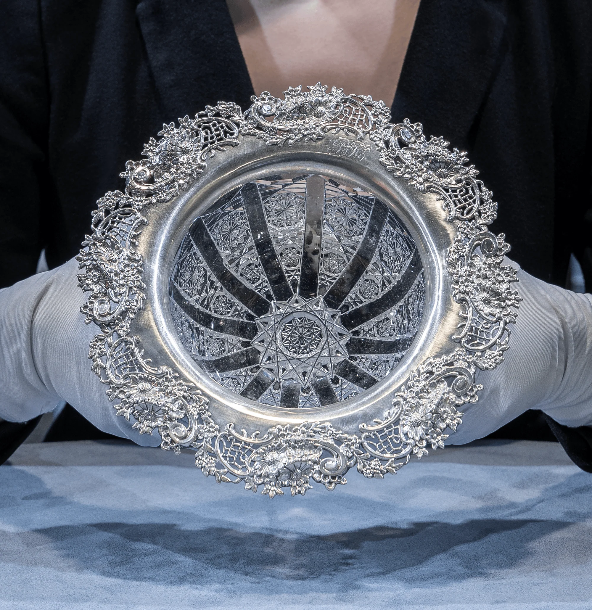 Panel Pattern Cut Glass Bowl by Hawkes - Image 6