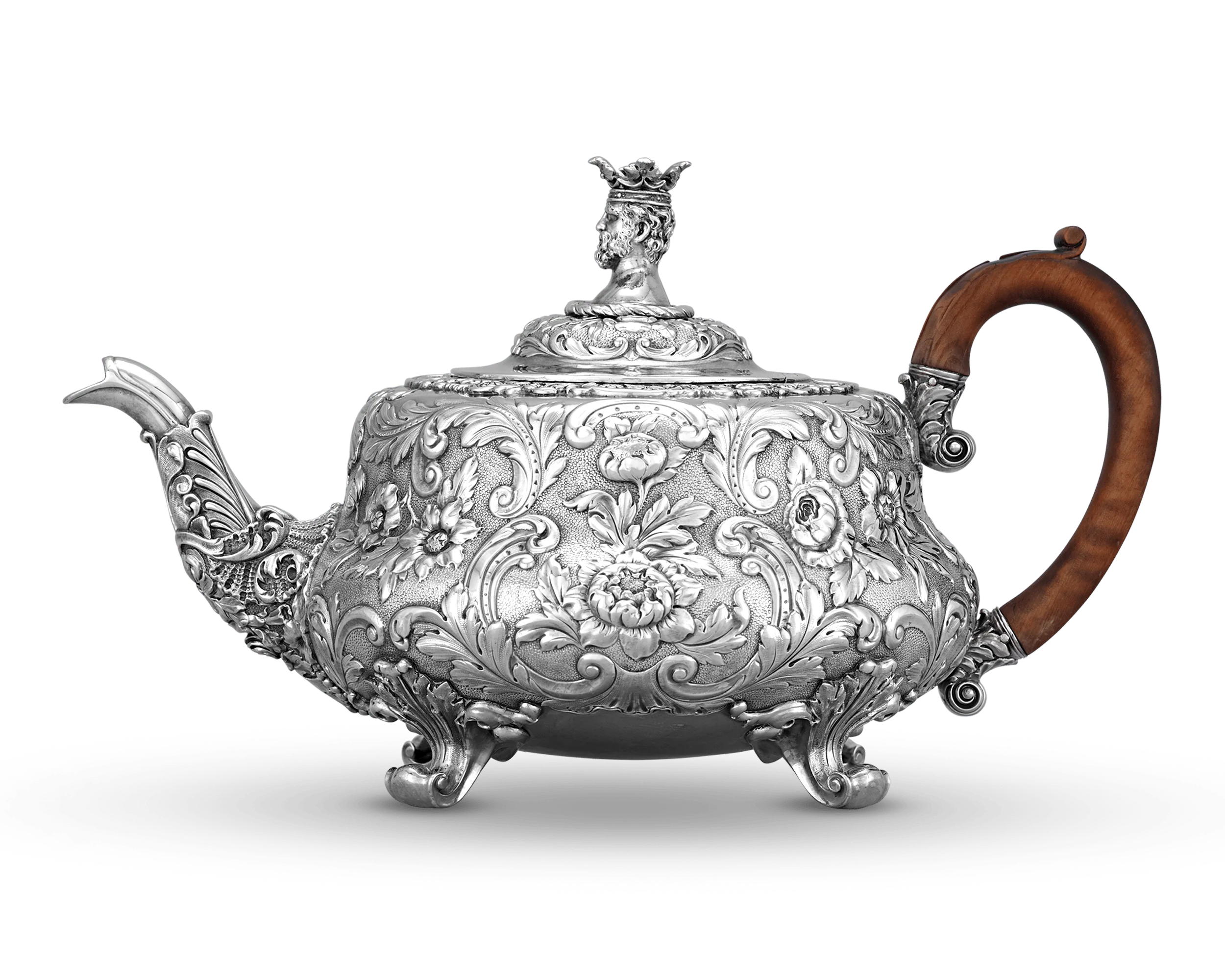 Paul Storr Silver Kings Pattern 4-Piece Tea & Coffee Set - Image 4