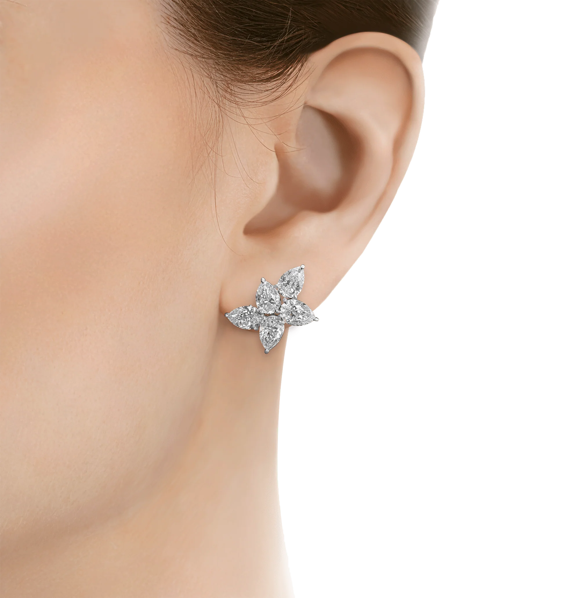Pear Shaped Diamond Cluster Earrings, 7.34 Carats - Image 2