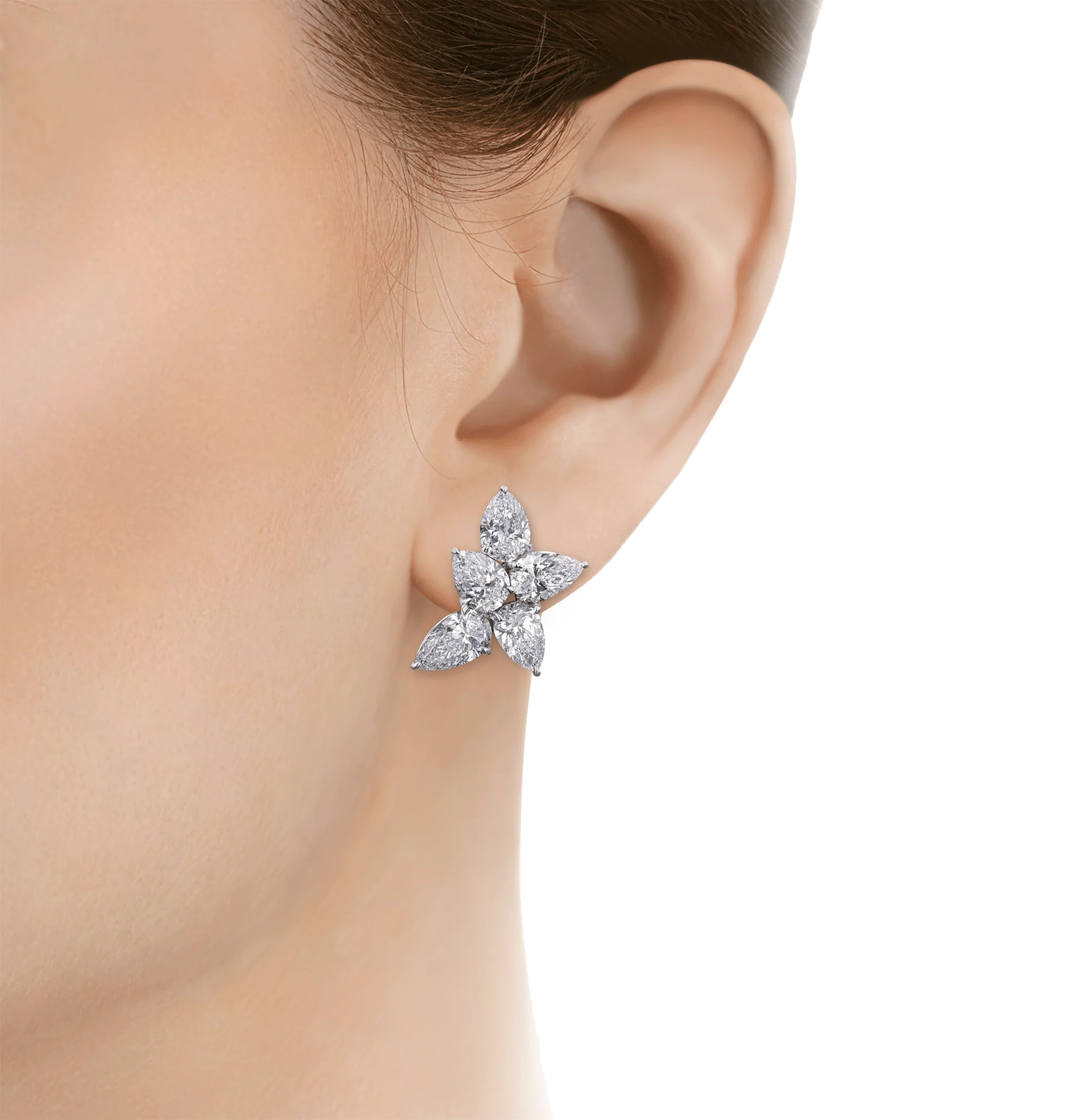 Pear Shaped Diamond Cluster Earrings, 9.63 Carats - Image 2