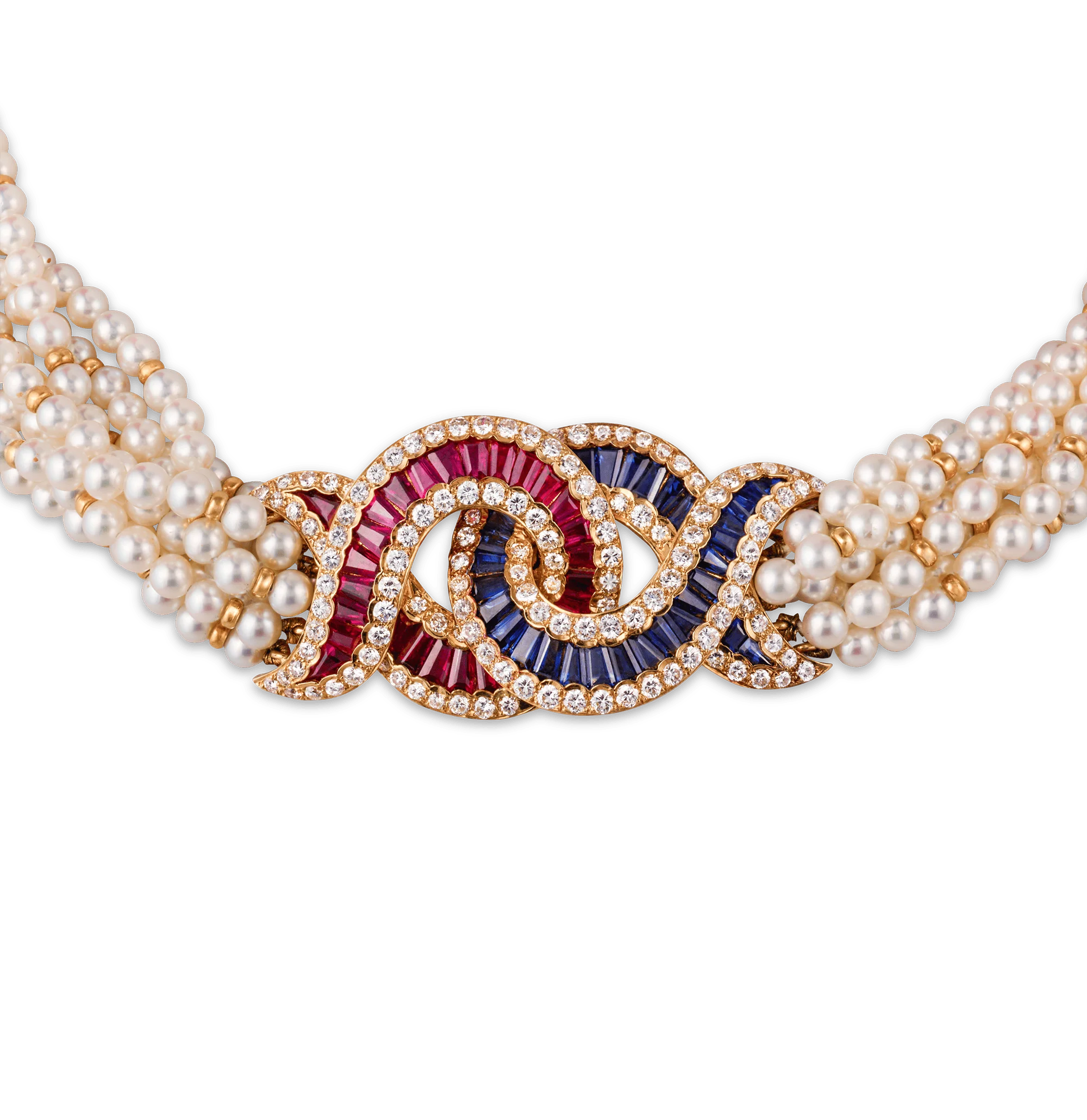 Pearl, Sapphire, Ruby and Diamond Necklace - Image 2