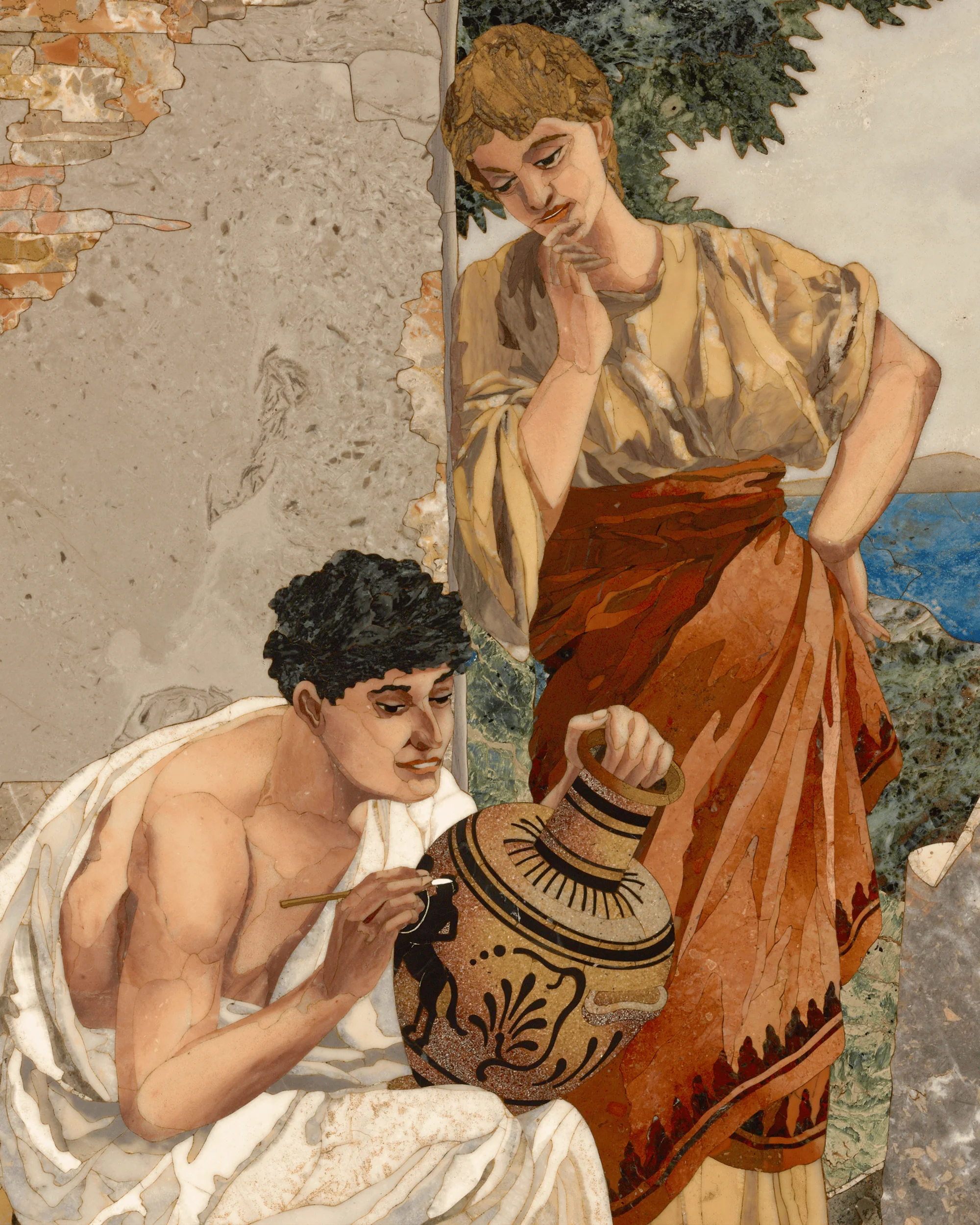 Pietre Dure Plaque of Ancient Artisan by Alberto Menegatti - Image 3