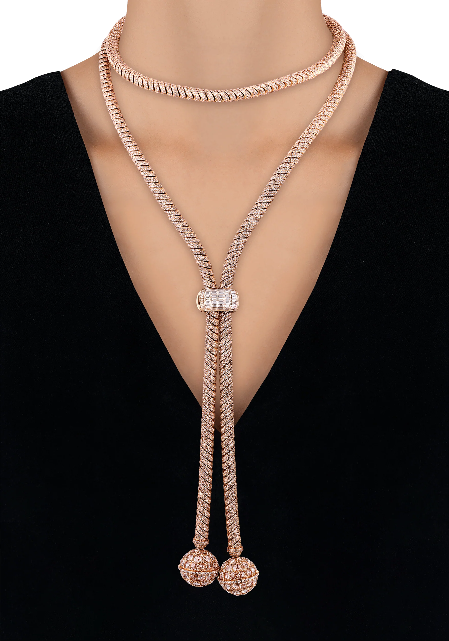 Pink and White Diamond Tassel Necklace, 75.54 Carats - Image 4