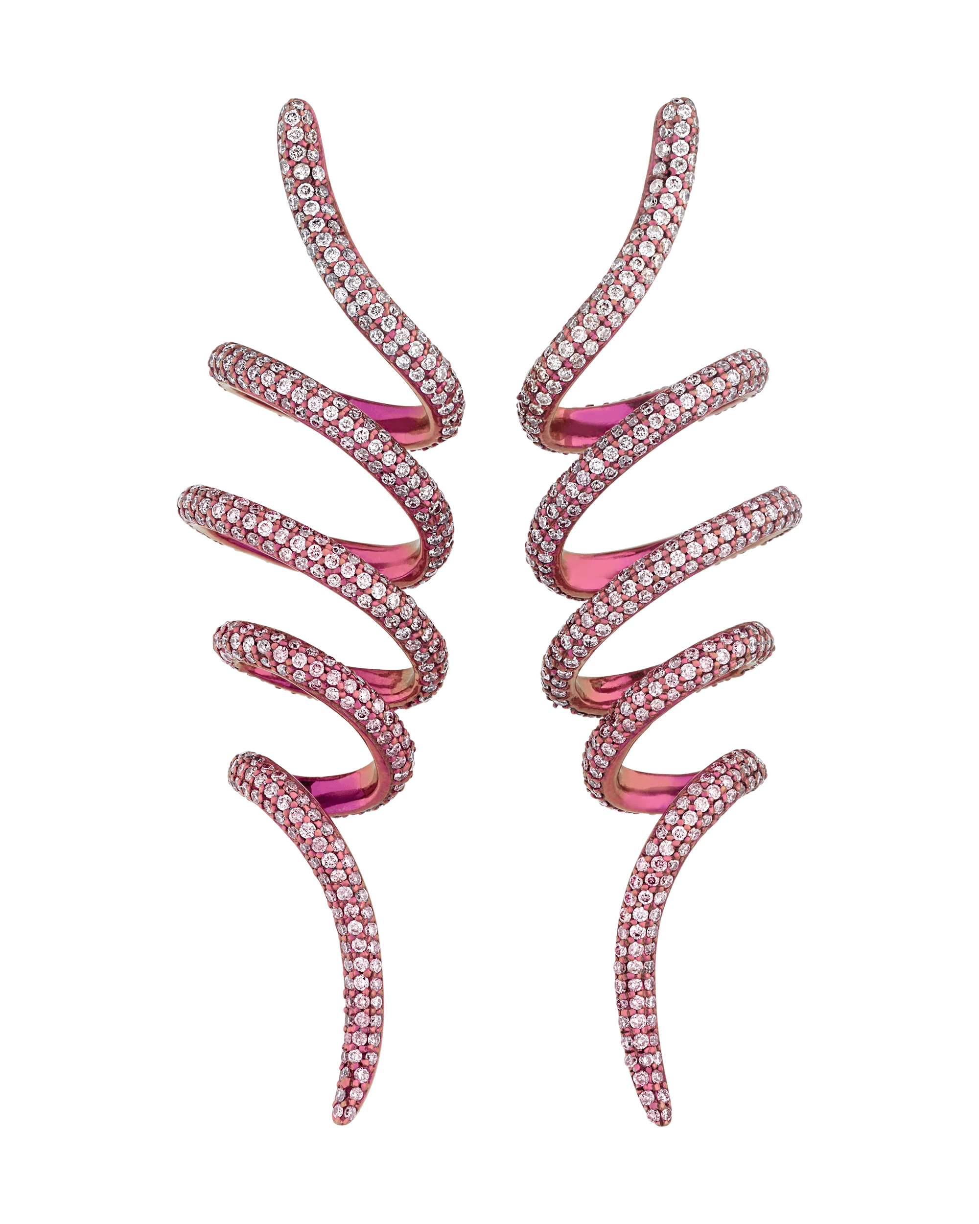 Pink Diamond Spiral Drop Earrings, 2.48 Carats
