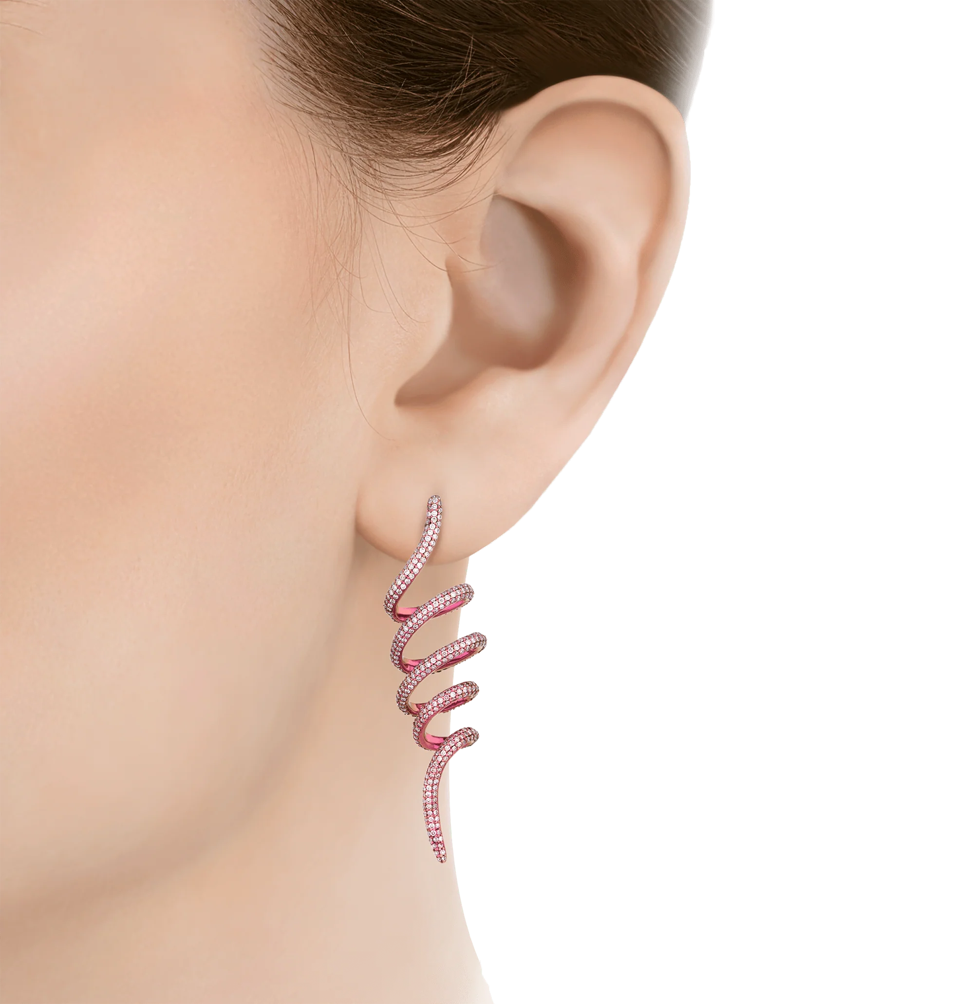 Pink Diamond Spiral Drop Earrings, 2.48 Carats - Image 2