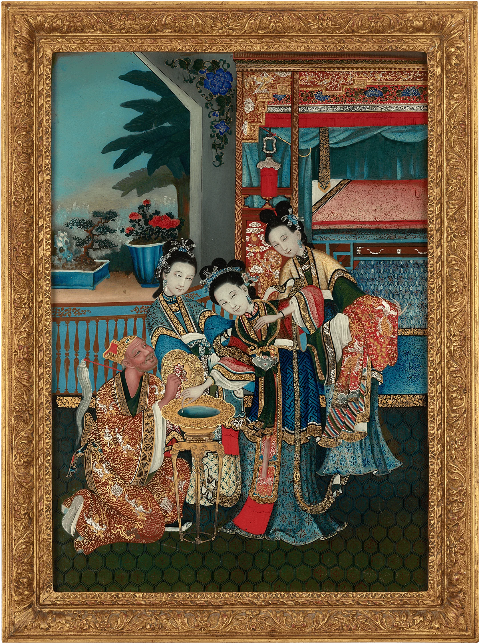 Qing Dynasty Chinese Reverse Glass Painting - Image 2