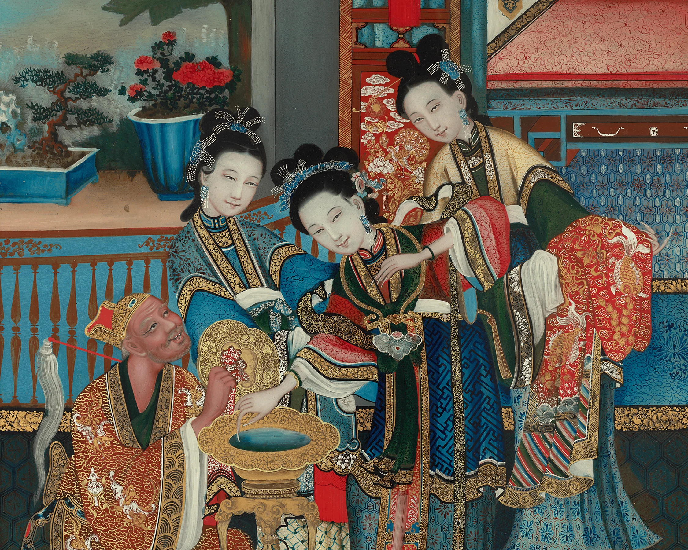 Qing Dynasty Chinese Reverse Glass Painting - Image 3