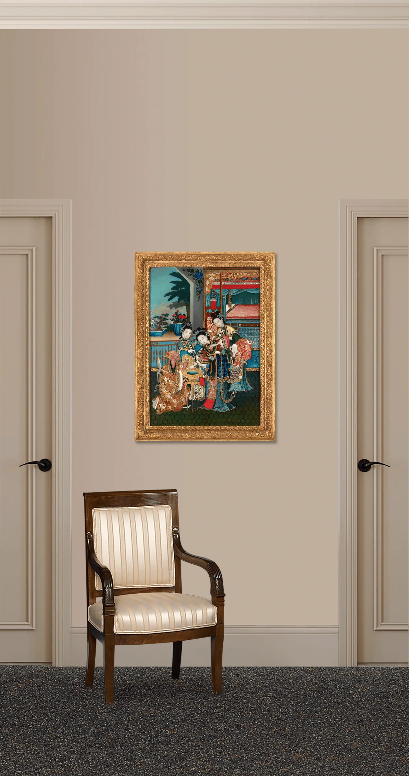 Qing Dynasty Chinese Reverse Glass Painting - Image 4