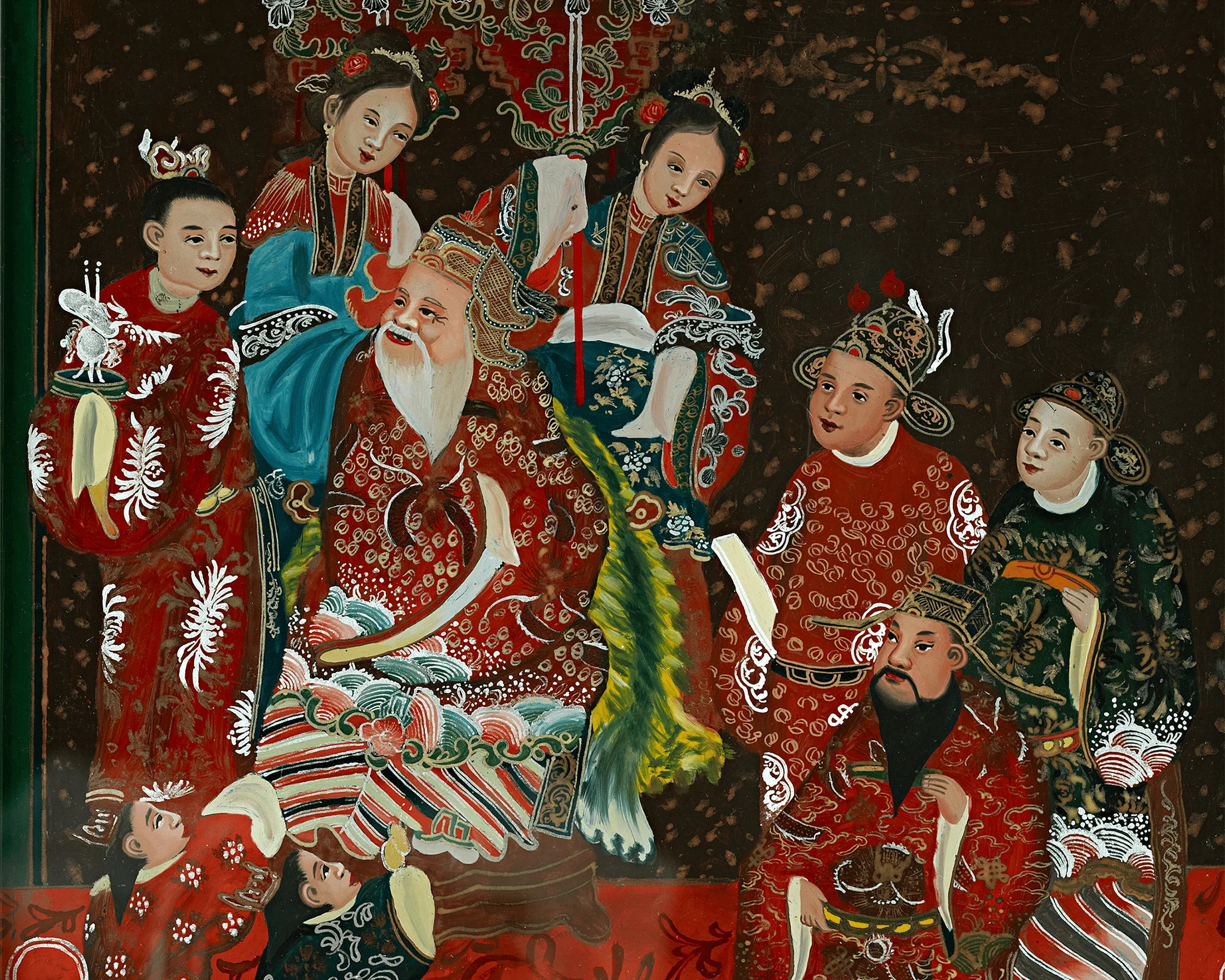 Qing Dynasty Reverse Glass Work - Large Party at Throne - Image 3