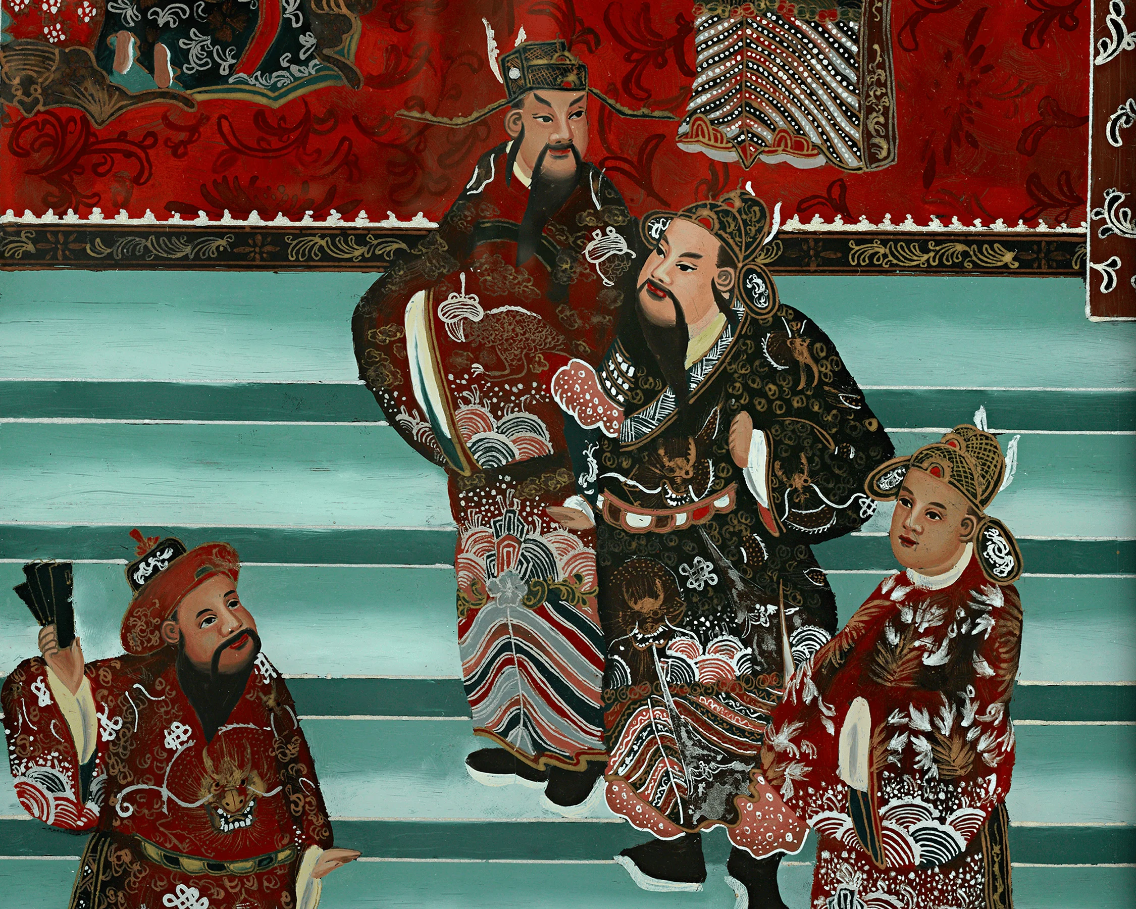Qing Dynasty Reverse Glass Work - Large Party at Throne - Image 4