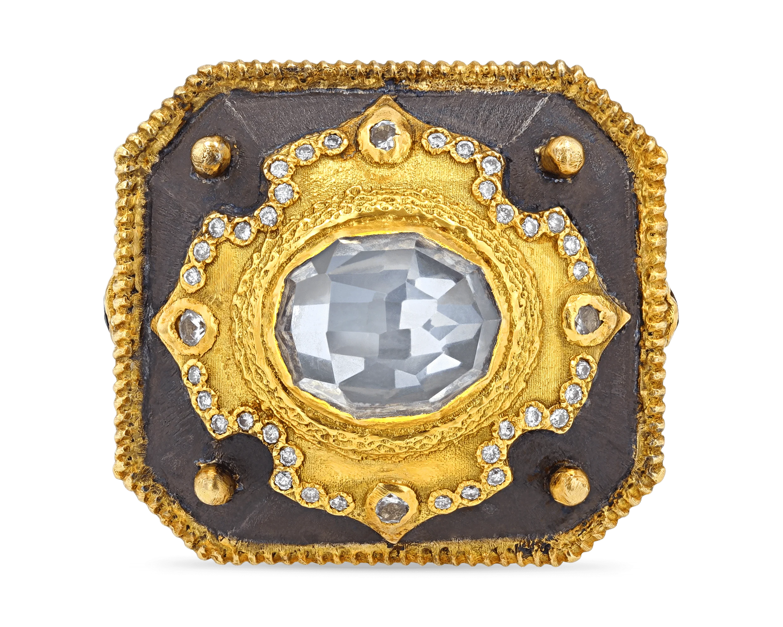 Quartz Briolette Diamond Ring