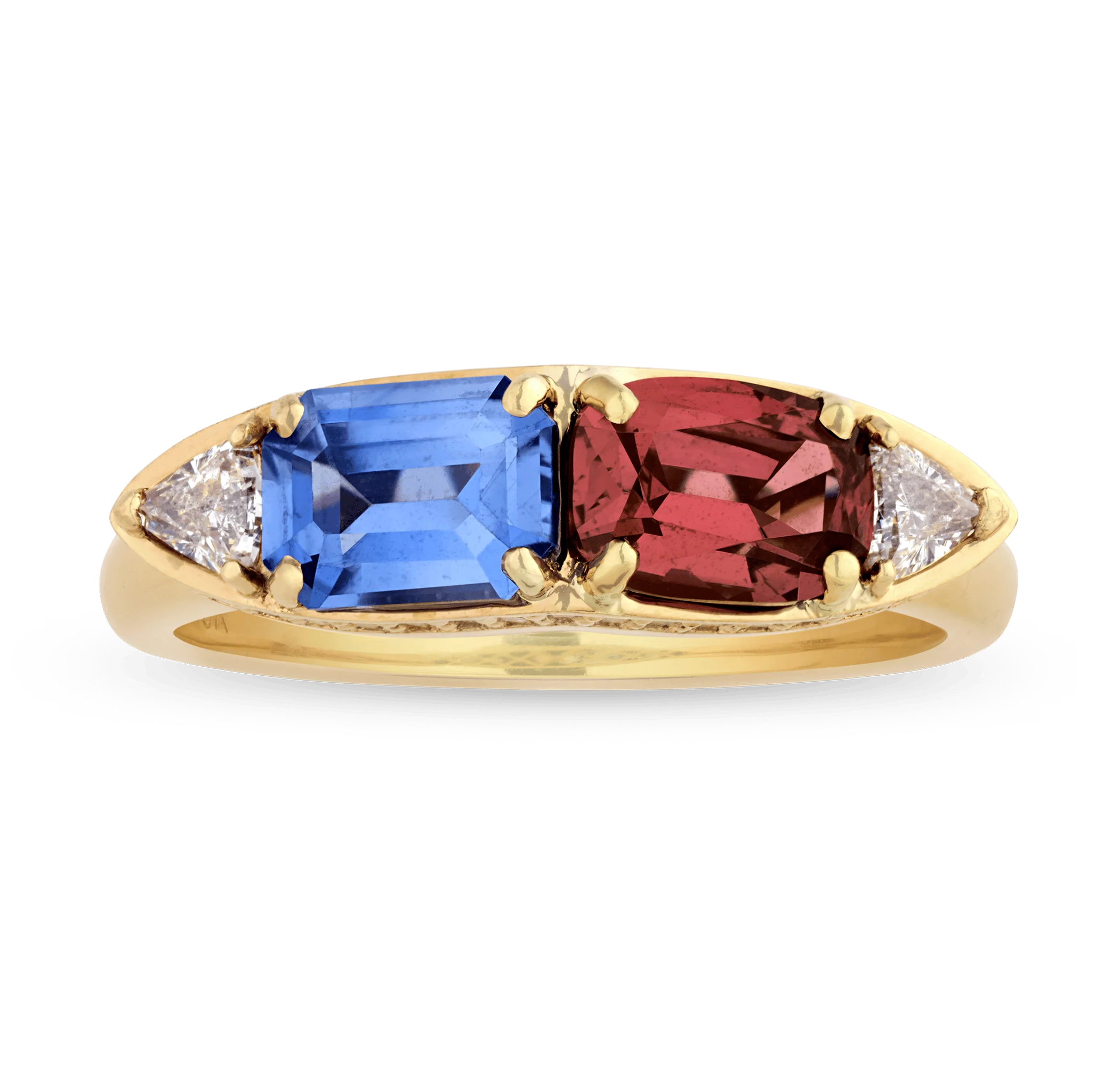 Rebecca Rau Sapphire and Garnet Toi et Moi Ring