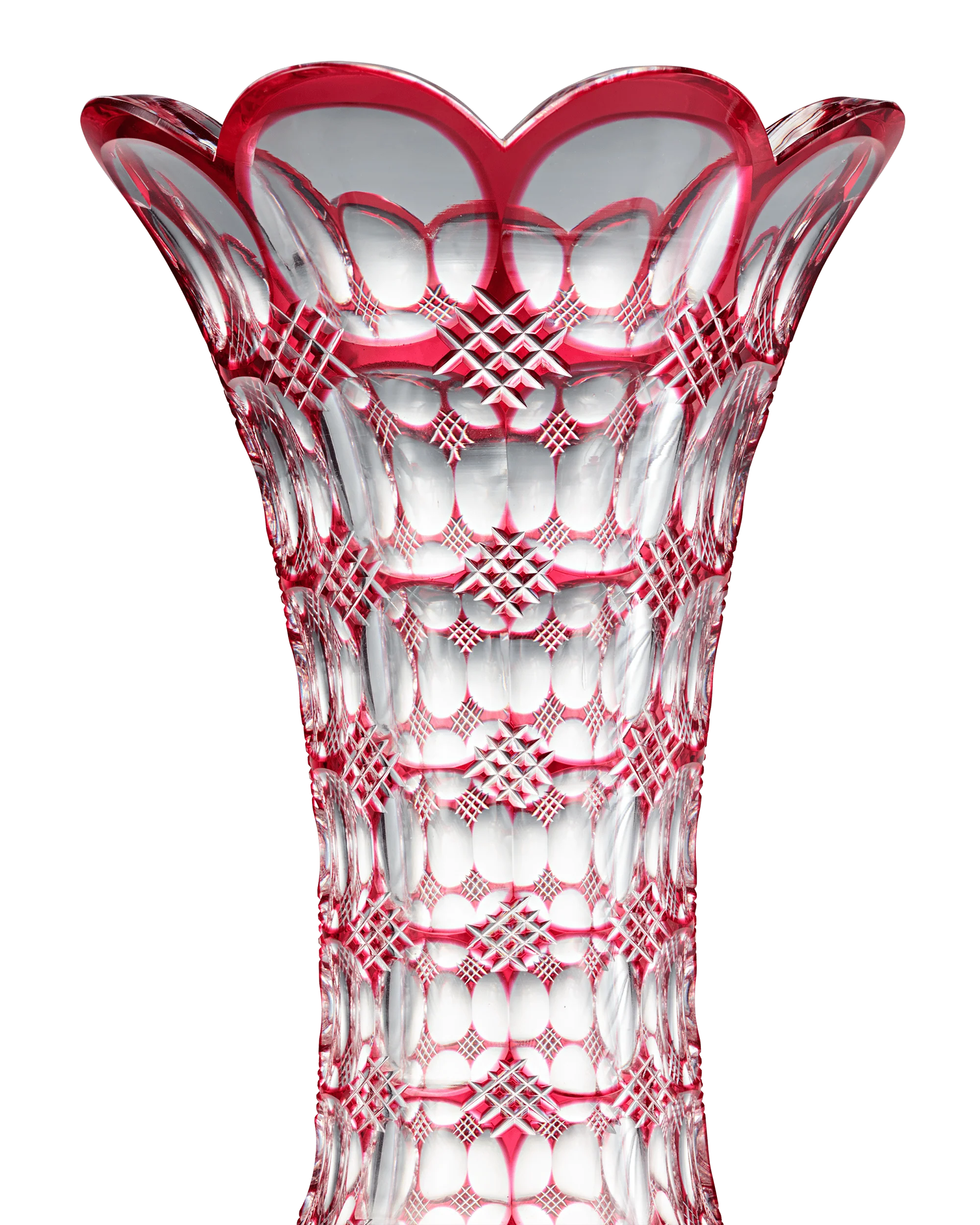 Red Cut-To-Clear Glass Vase by Pairpoint - Image 3