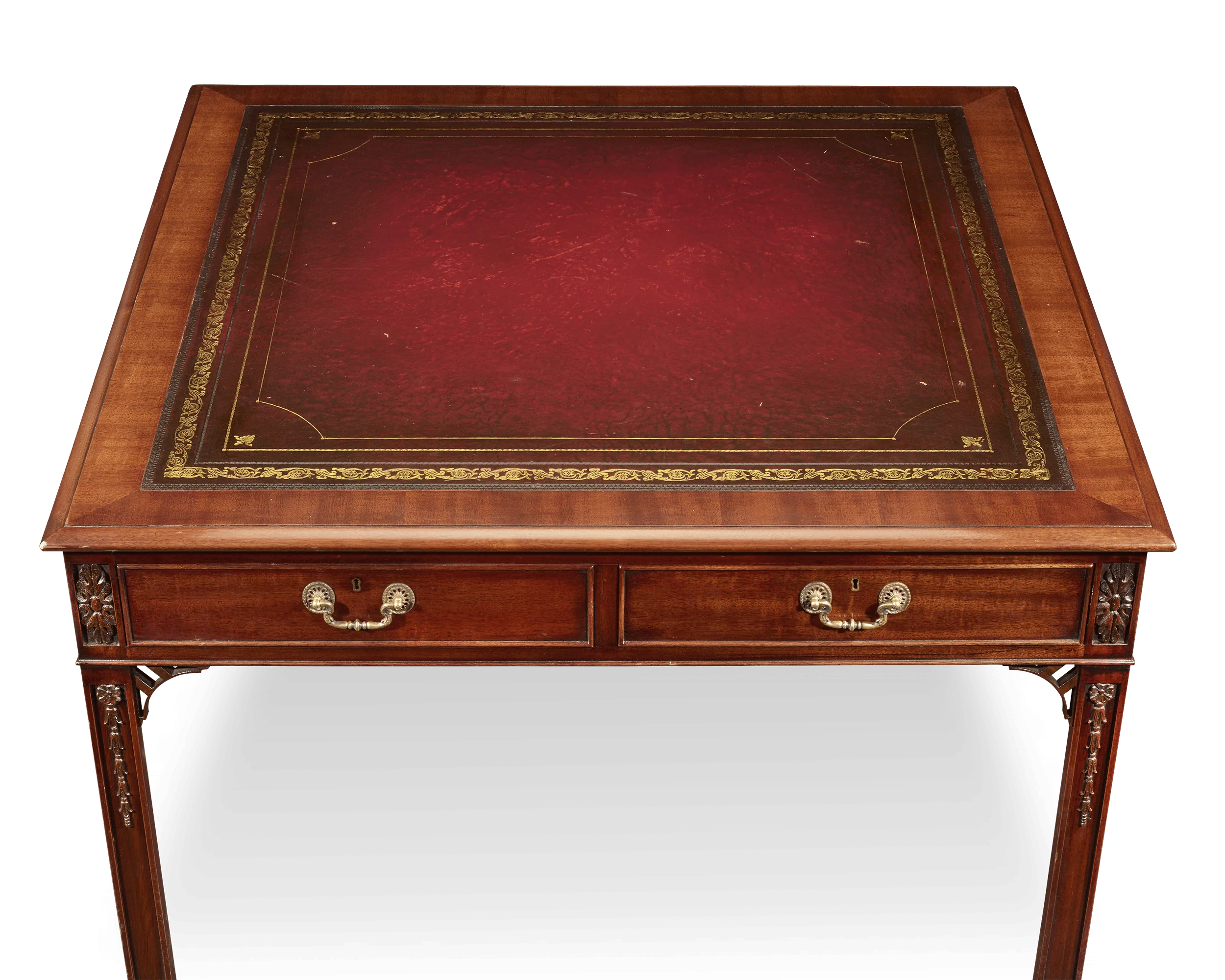 Regency-Style Mahogany Leather-Topped Table - Image 4