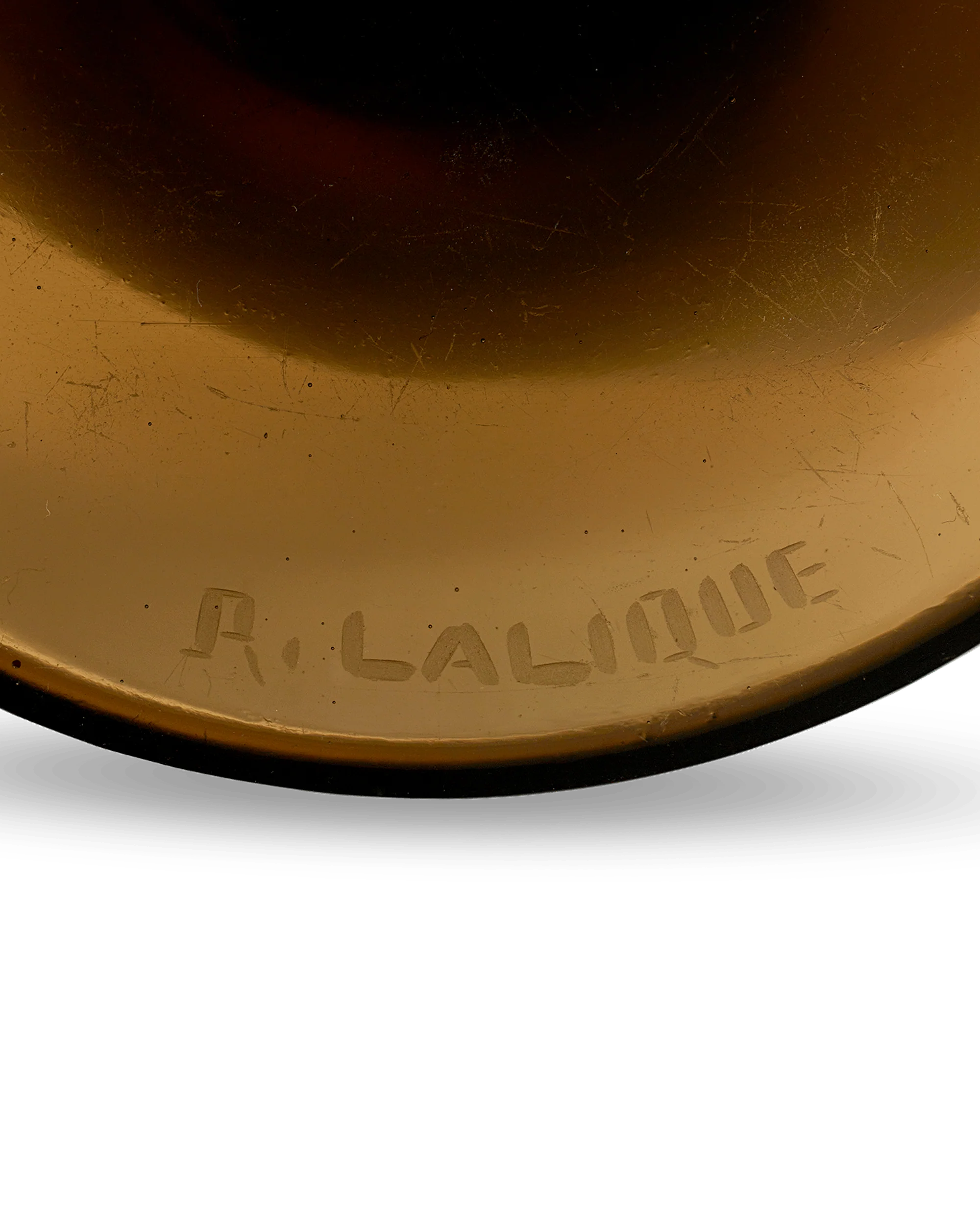 René Lalique Béliers Deep Topaz Glass Vase - Image 3