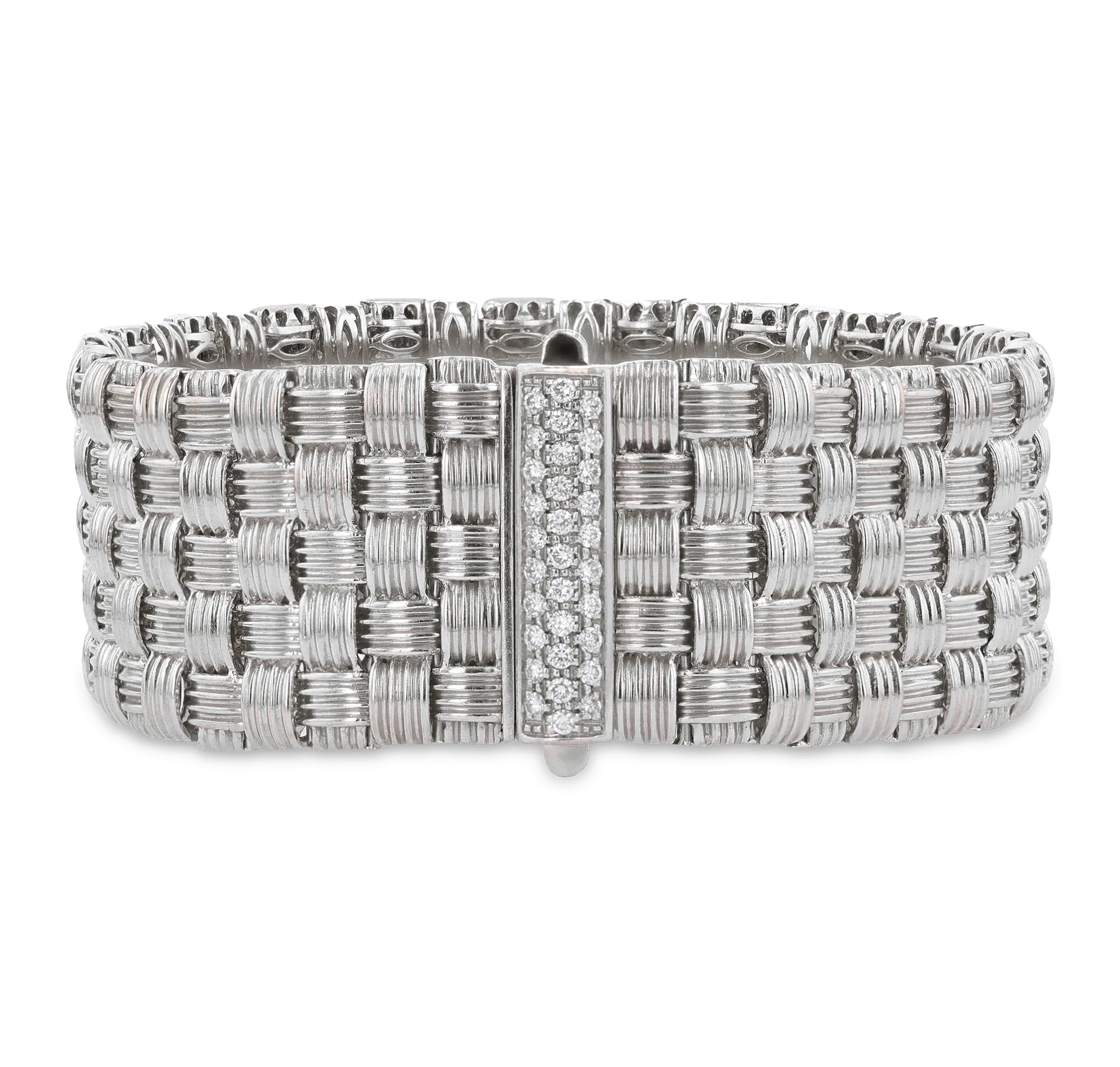 Roberto Coin White Gold and Diamond Mesh Bracelet
