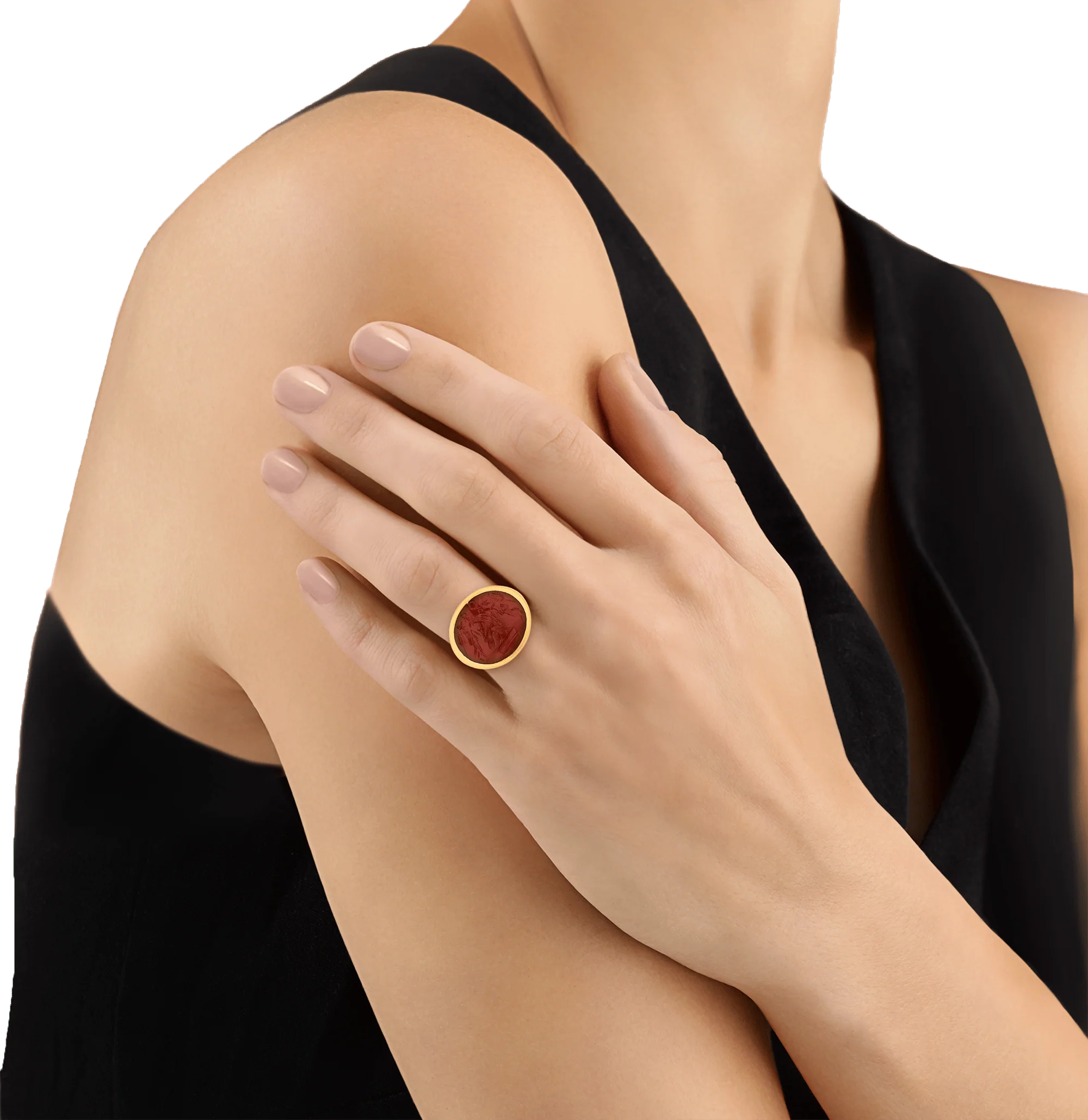 Roman Jupiter and Victoria Carnelian Intaglio Ring - Image 4