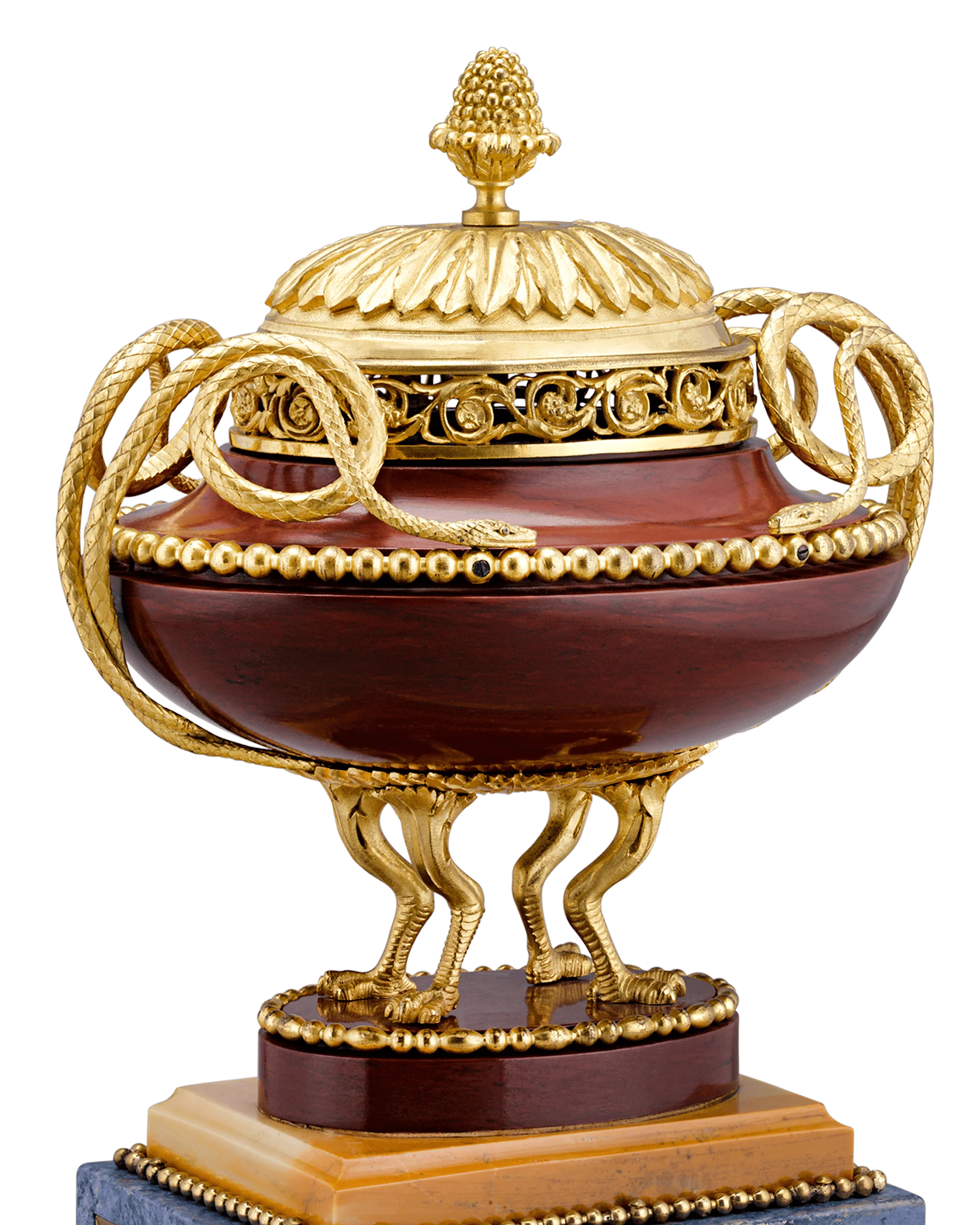 Rosso Antico Marble and Gilt Bronze Potpourri Vases - Image 3