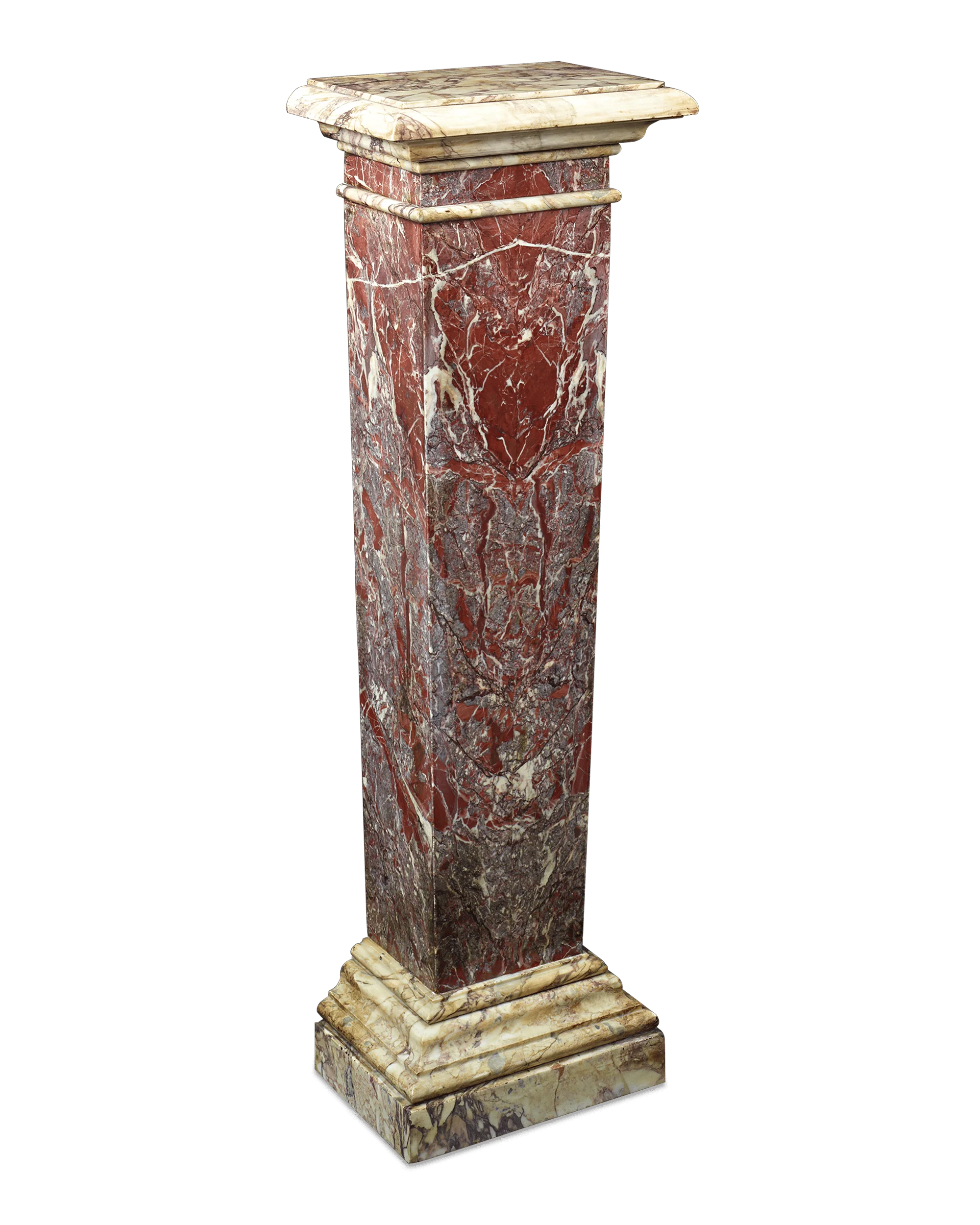Rouge de France Marble Pedestal, 18th Century - Image 4